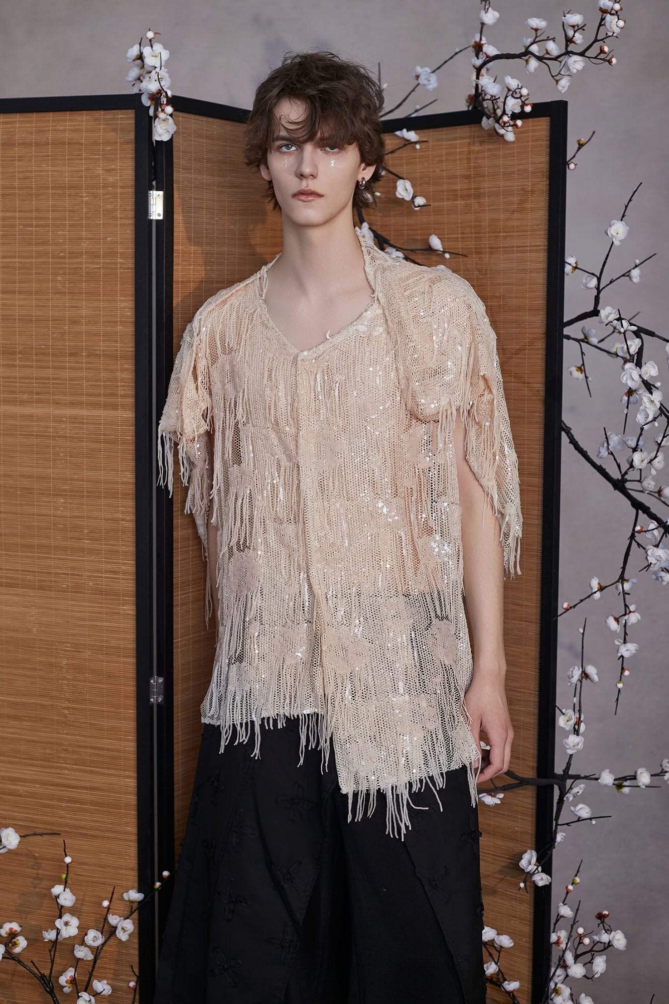 JIECHI Fringed Sequin Embroidered Hooded Poncho, premium urban and streetwear designers apparel on PROJECTISR.com, JIECHI