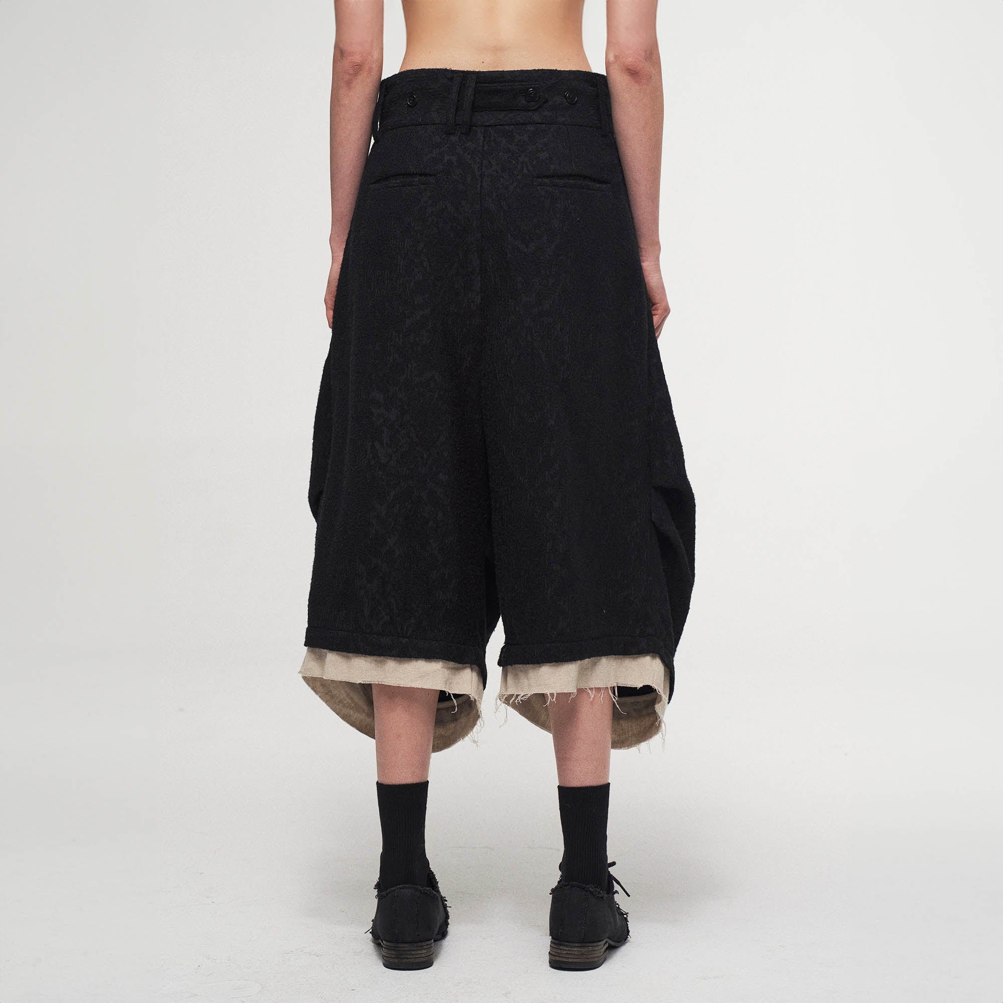 ILNya Nieternite Nifutur Jacquard Layered Raw Edge Balloon Shorts, premium urban and streetwear designers apparel on PROJECTISR.com, ILNya Nieternite Nifutur