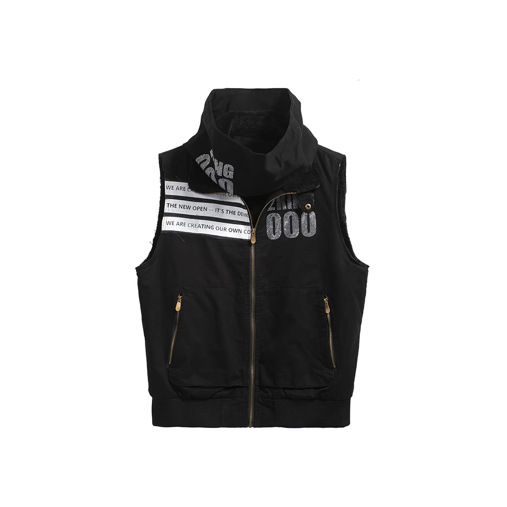 NOTHINGNESS WORLD Padded Funnel-Neck Zip Vest, premium urban and streetwear designers apparel on PROJECTISR.com, NOTHINGNESS WORLD