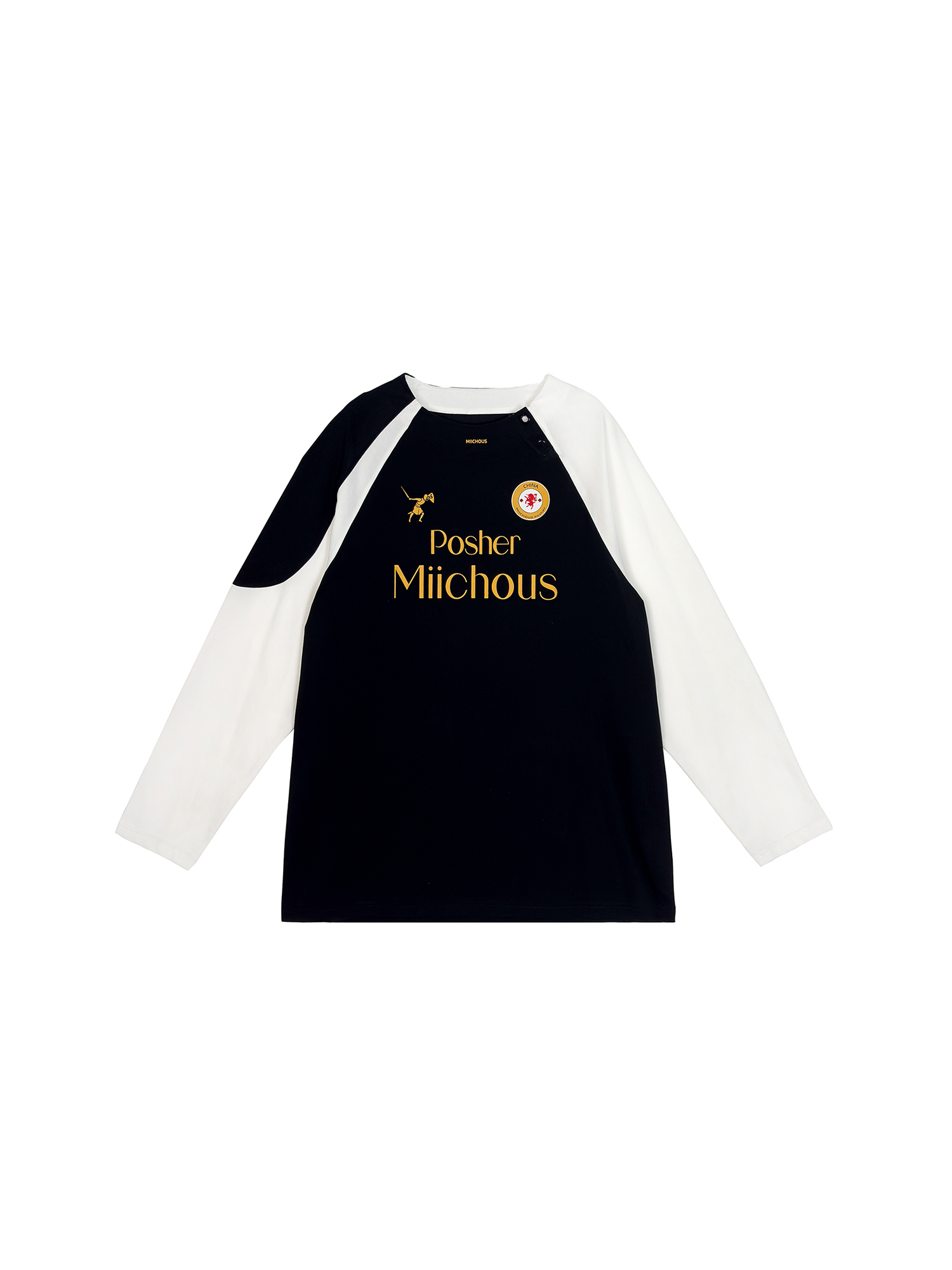 MIICHOUS Snap Contrast Quick-Dry Long-Sleeve Tee