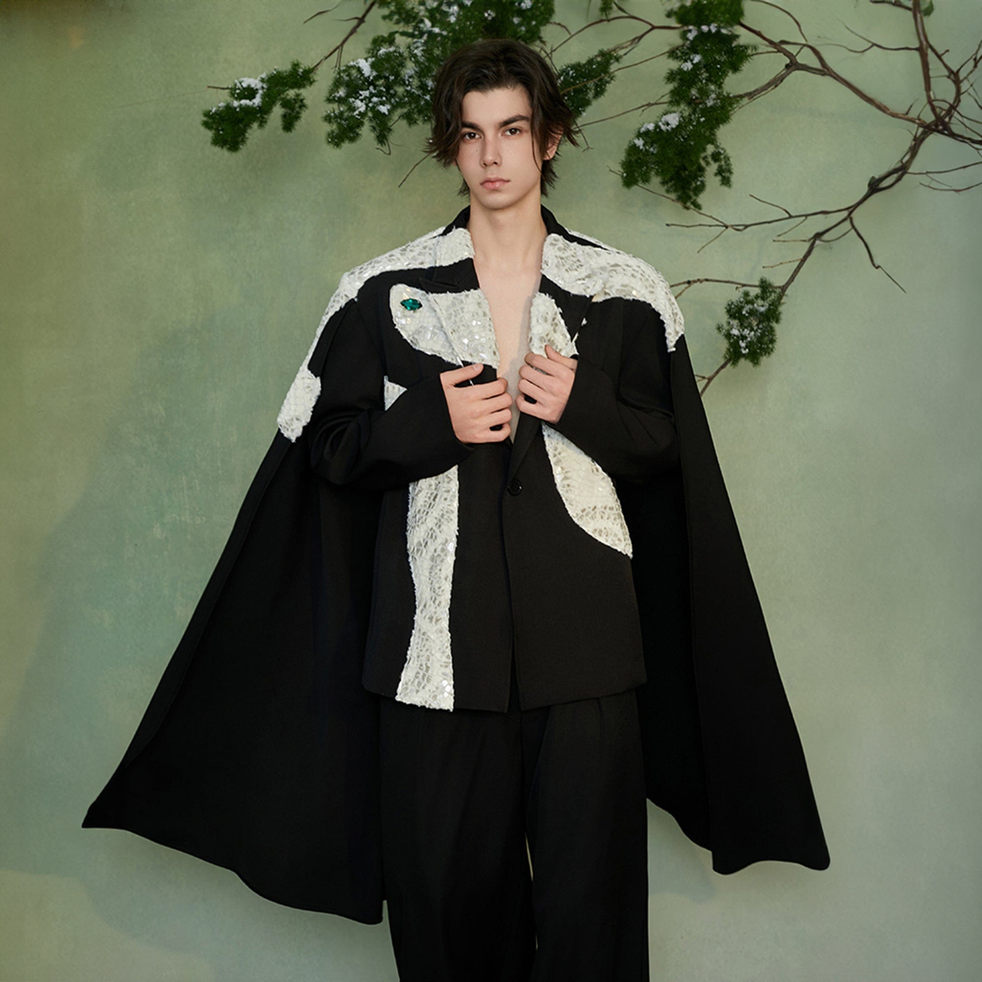 JIECHI The Snake Cape Blazer, premium urban and streetwear designers apparel on PROJECTISR.com, JIECHI