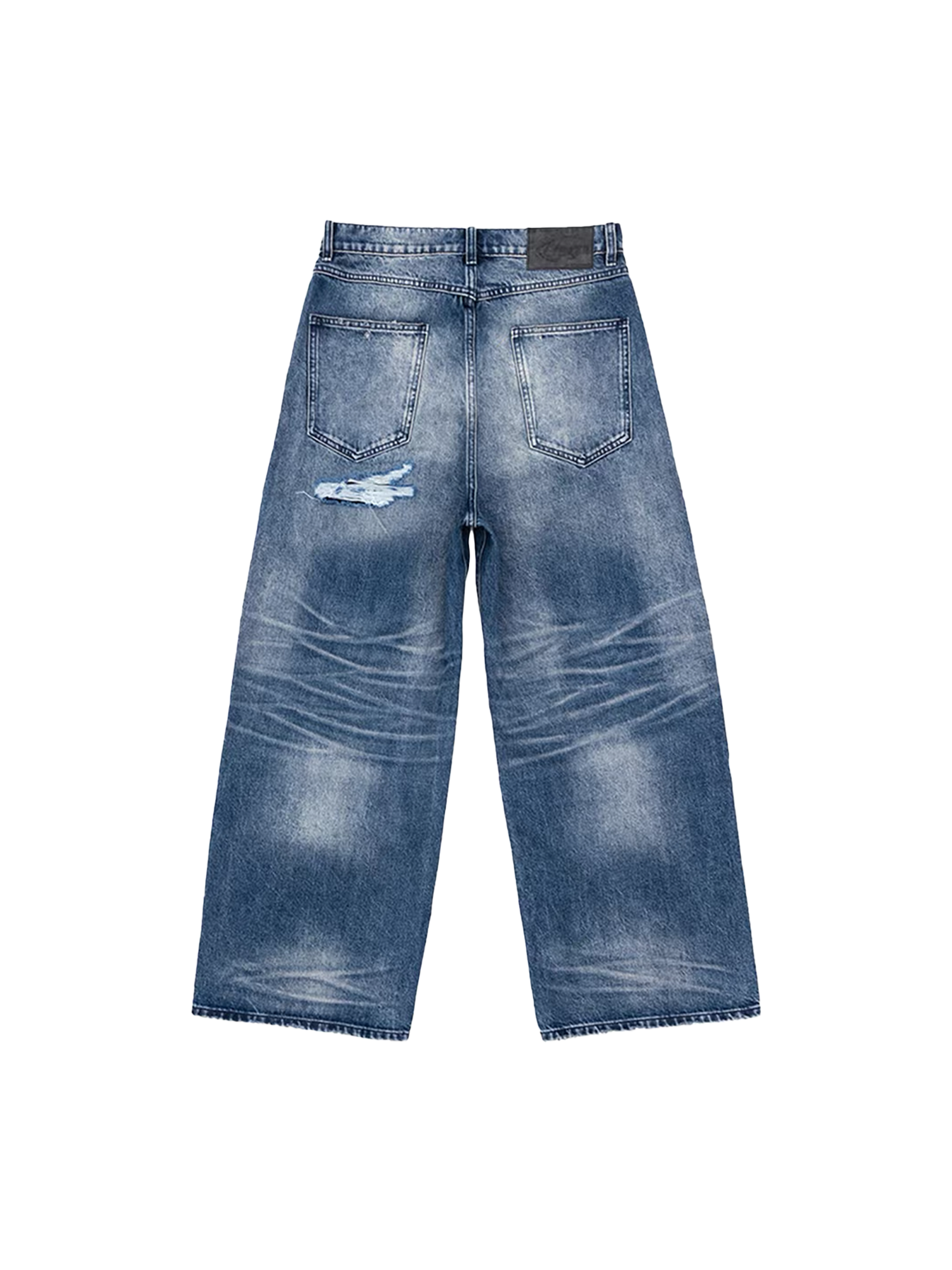 IN EXISTENCE x STM Washed Patched Distressed Straight Jeans, premium urban and streetwear designers apparel on PROJECTISR.com, IN EXISTENCE