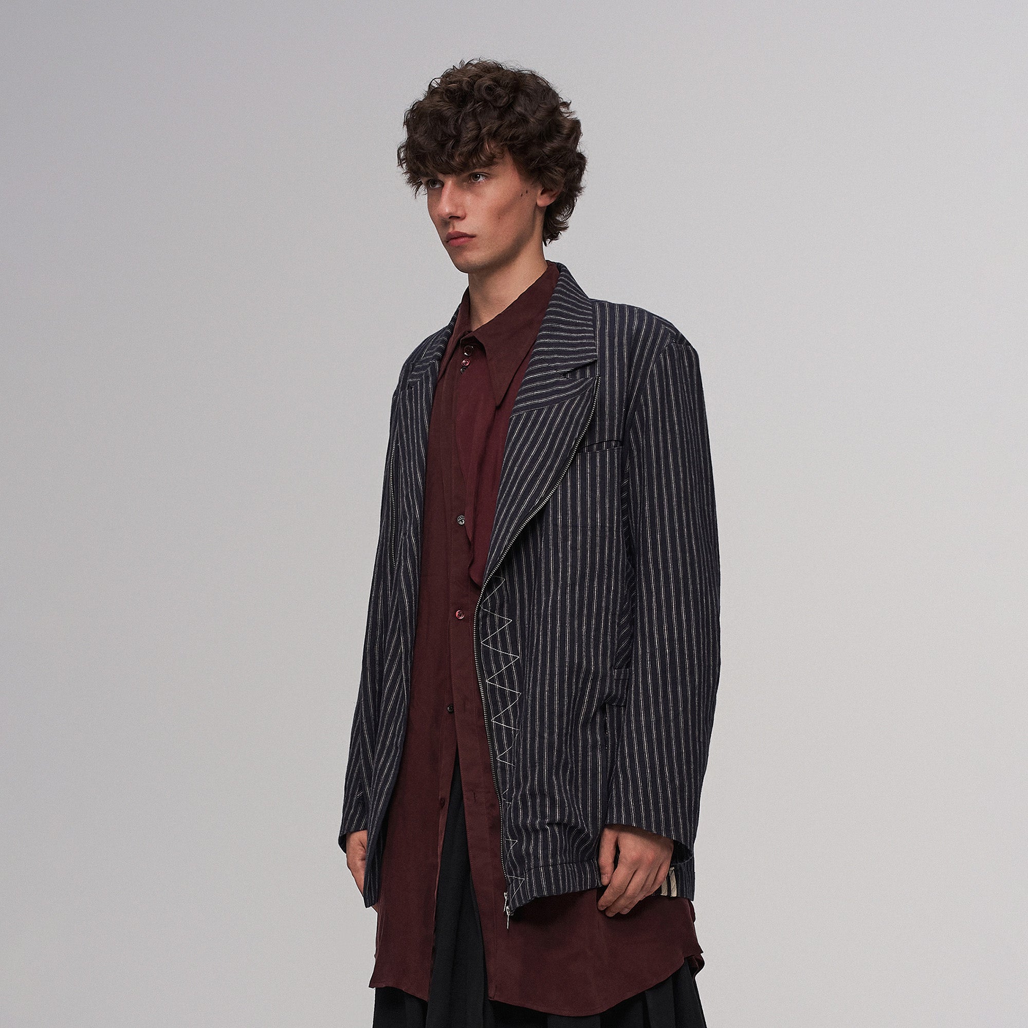 ILNya Nieternite Nifutur Deconstructed Stripe Panel Layered Jacket