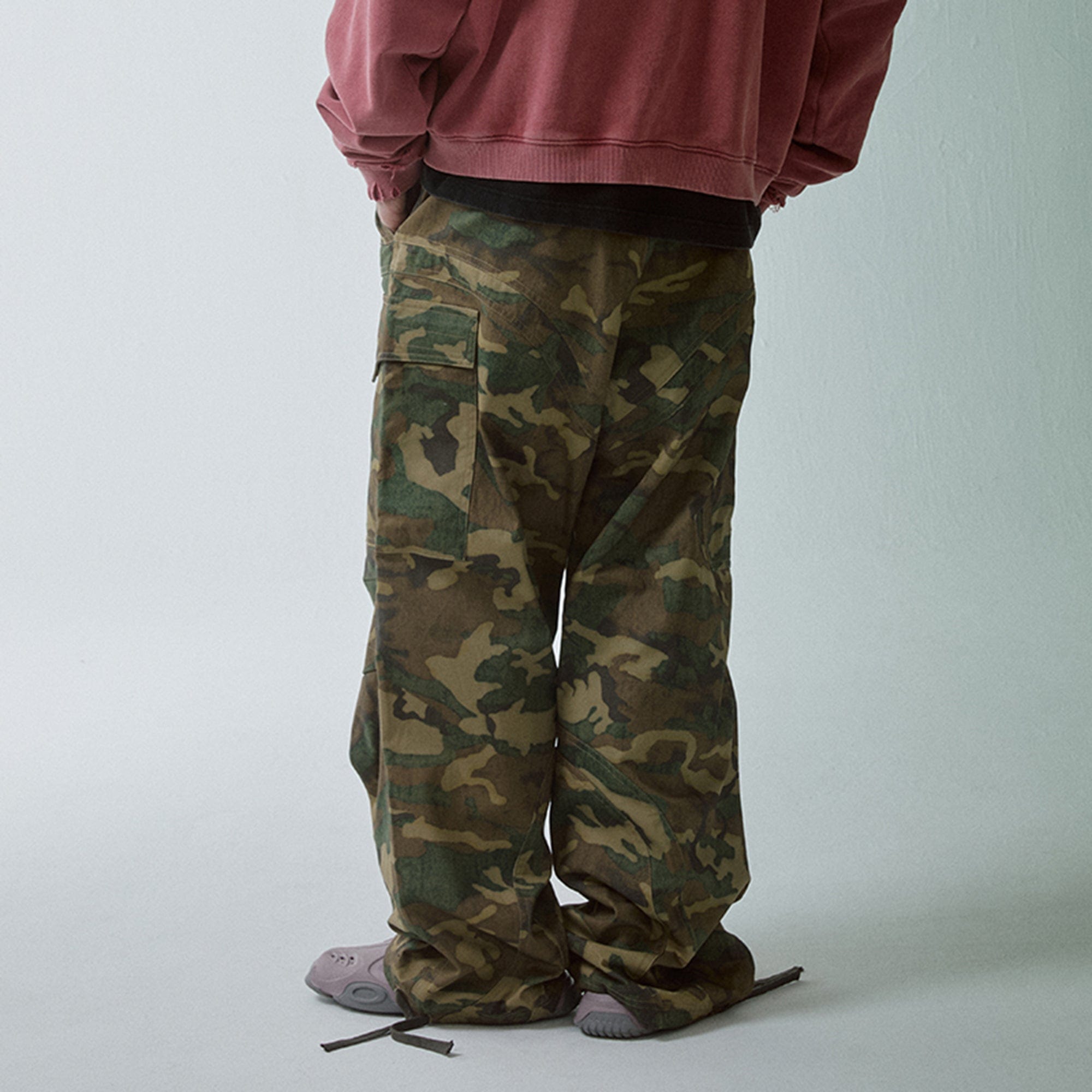 F2CE Wide-Leg Draw-String Camo Cargo Pants, premium urban and streetwear designers apparel on PROJECTISR.com, F2CE