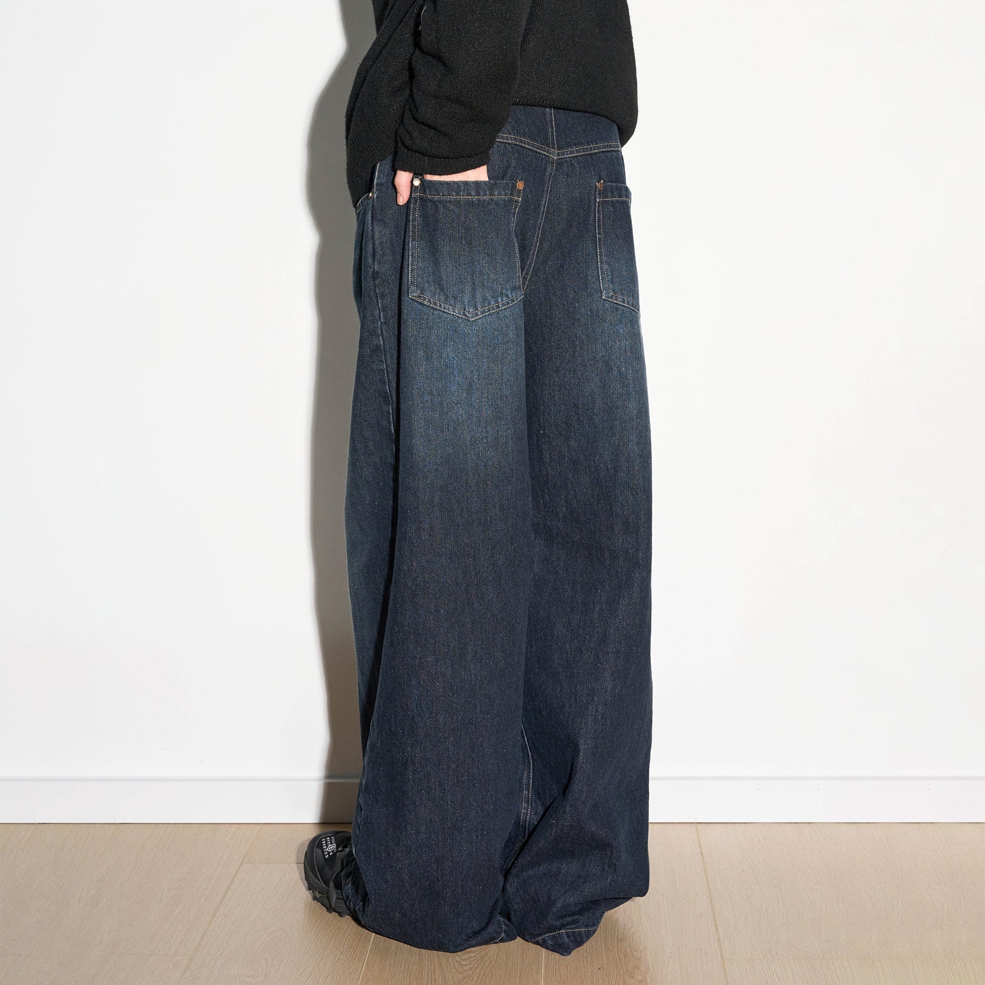49PERCENT Modern Washed Rivet Straight-Leg Jeans, premium urban and streetwear designers apparel on PROJECTISR.com, 49PERCENT
