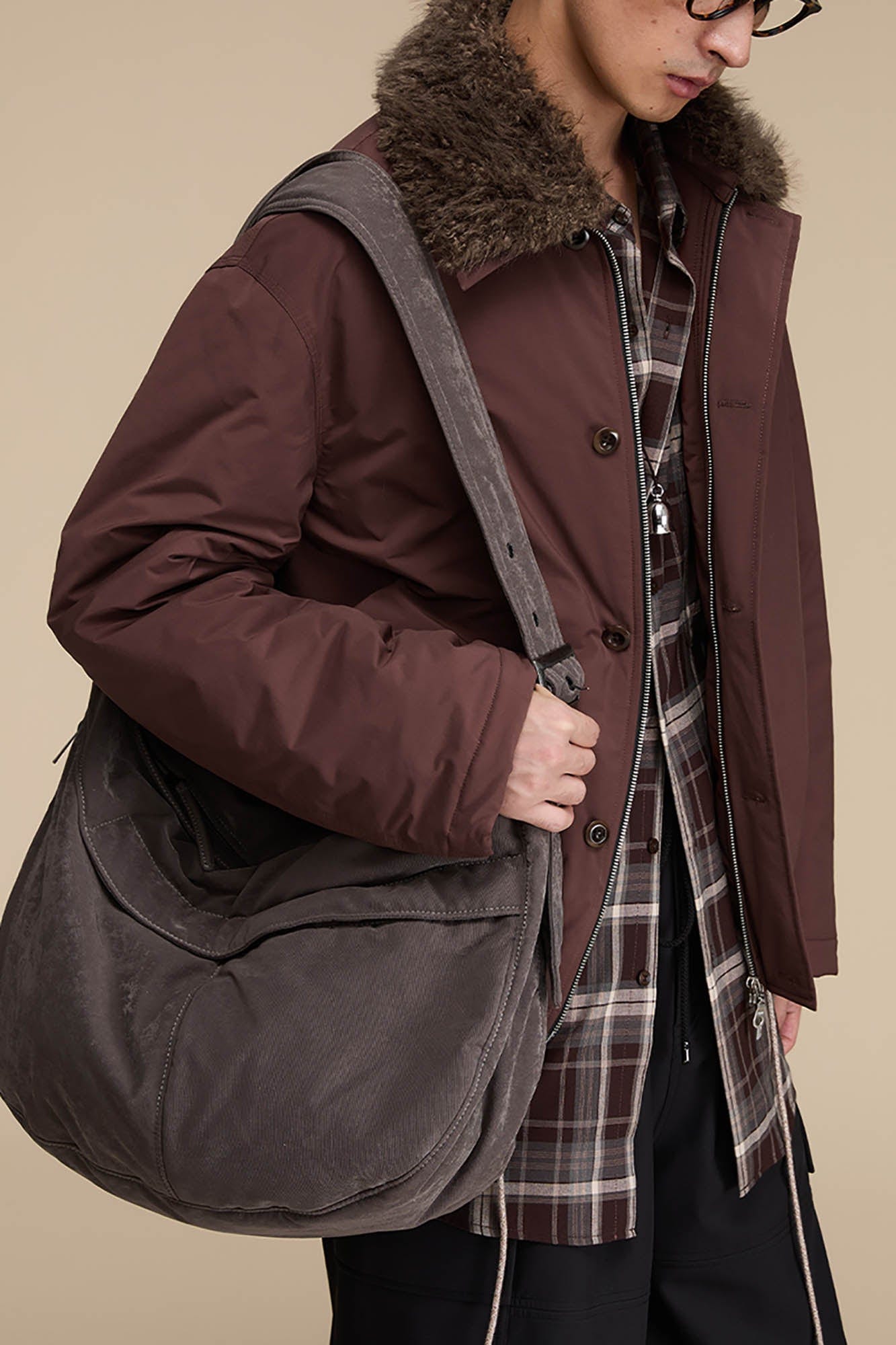 OPICLOTH Distressed Velvet Hobo Bag, premium urban and streetwear designers apparel on PROJECTISR.com, OPICLOTH