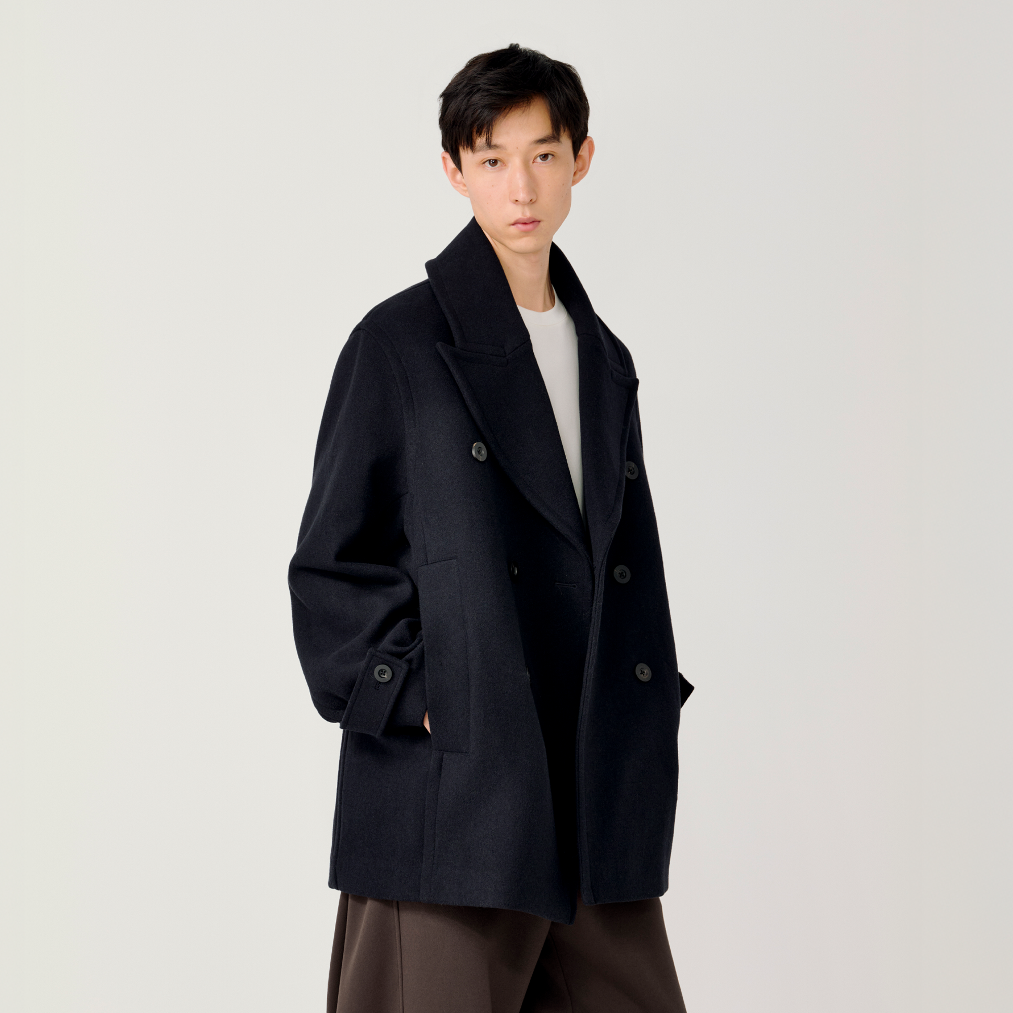 OPICLOTH Classic Wool-Blend Double-Breasted Coat, premium urban and streetwear designers apparel on PROJECTISR.com, OPICLOTH