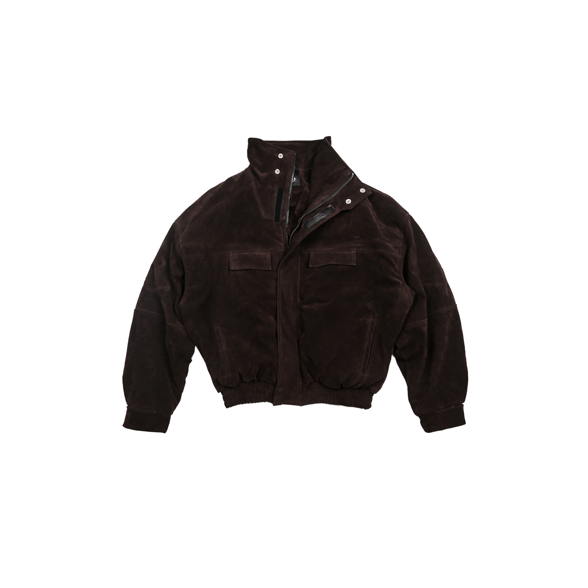 TRECLUB Faux Suede Utility Bomber Jacket