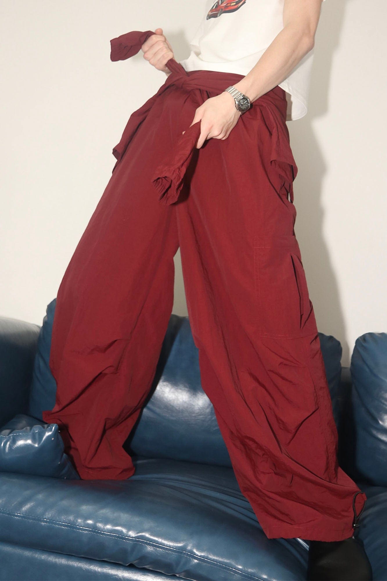 ASSEEN Detachable Draped Flap Wrinkled Parachute Pants, premium urban and streetwear designers apparel on PROJECTISR.com, ASSEEN