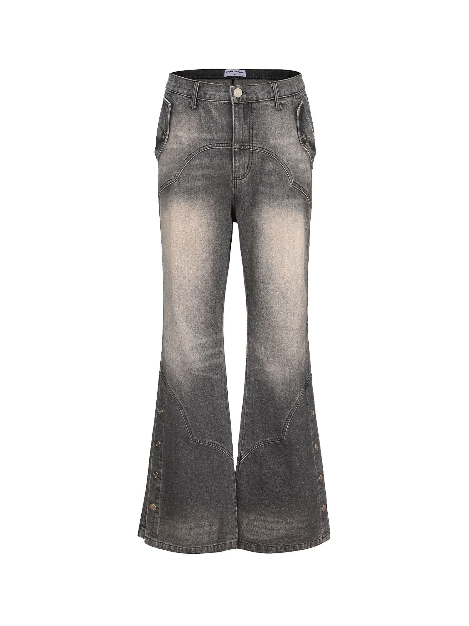 ERISSTOFF Washed Detachable Flared Jeans Gray