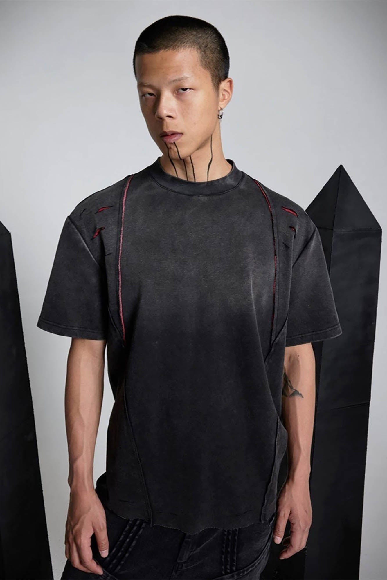 SSIN7 Distressed Scar Spliced T-Shirt, premium urban and streetwear designers apparel on PROJECTISR.com, SSIN7