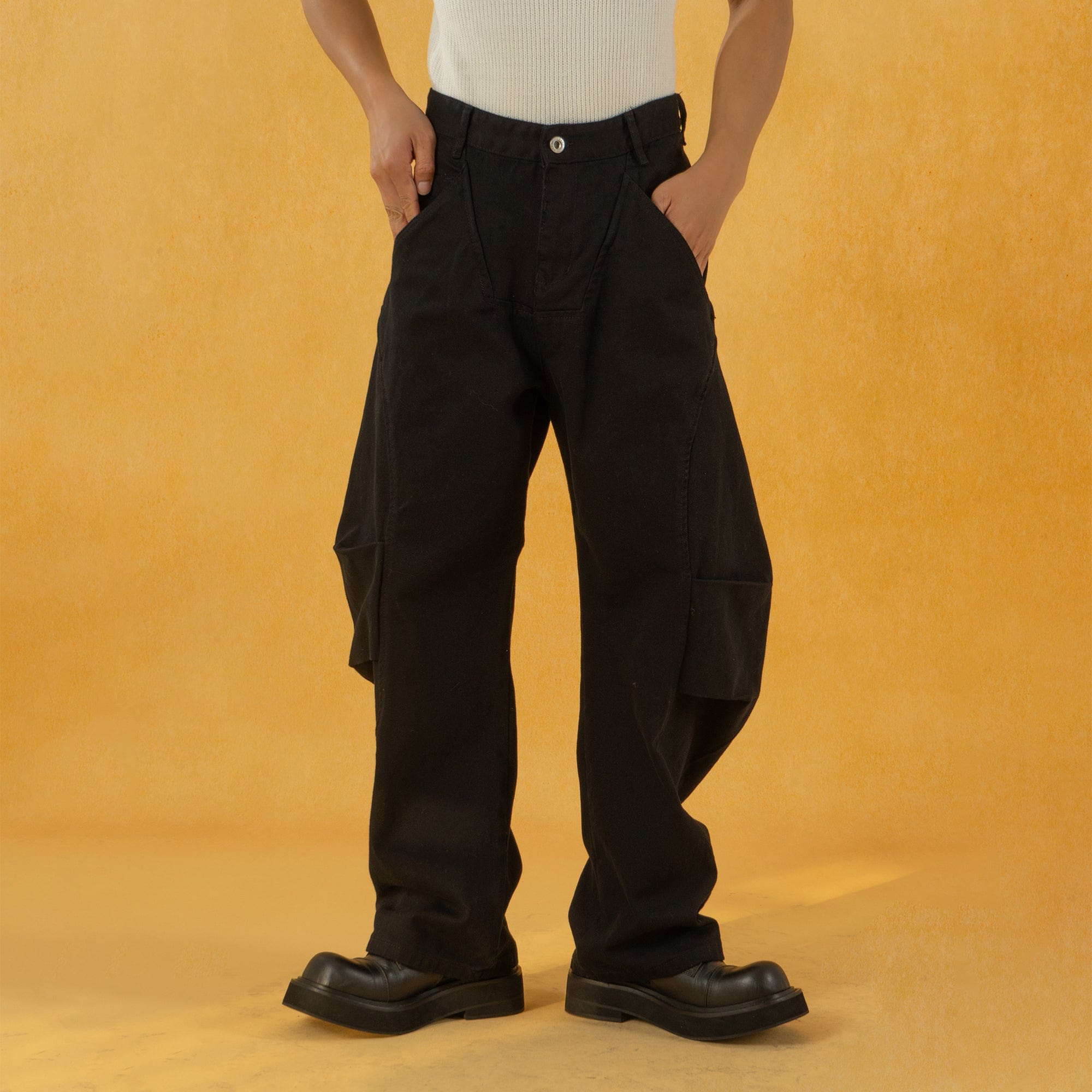 CLP Deconstructed Pleated Button Wide-Leg Pants, premium urban and streetwear designers apparel on PROJECTISR.com, CLP