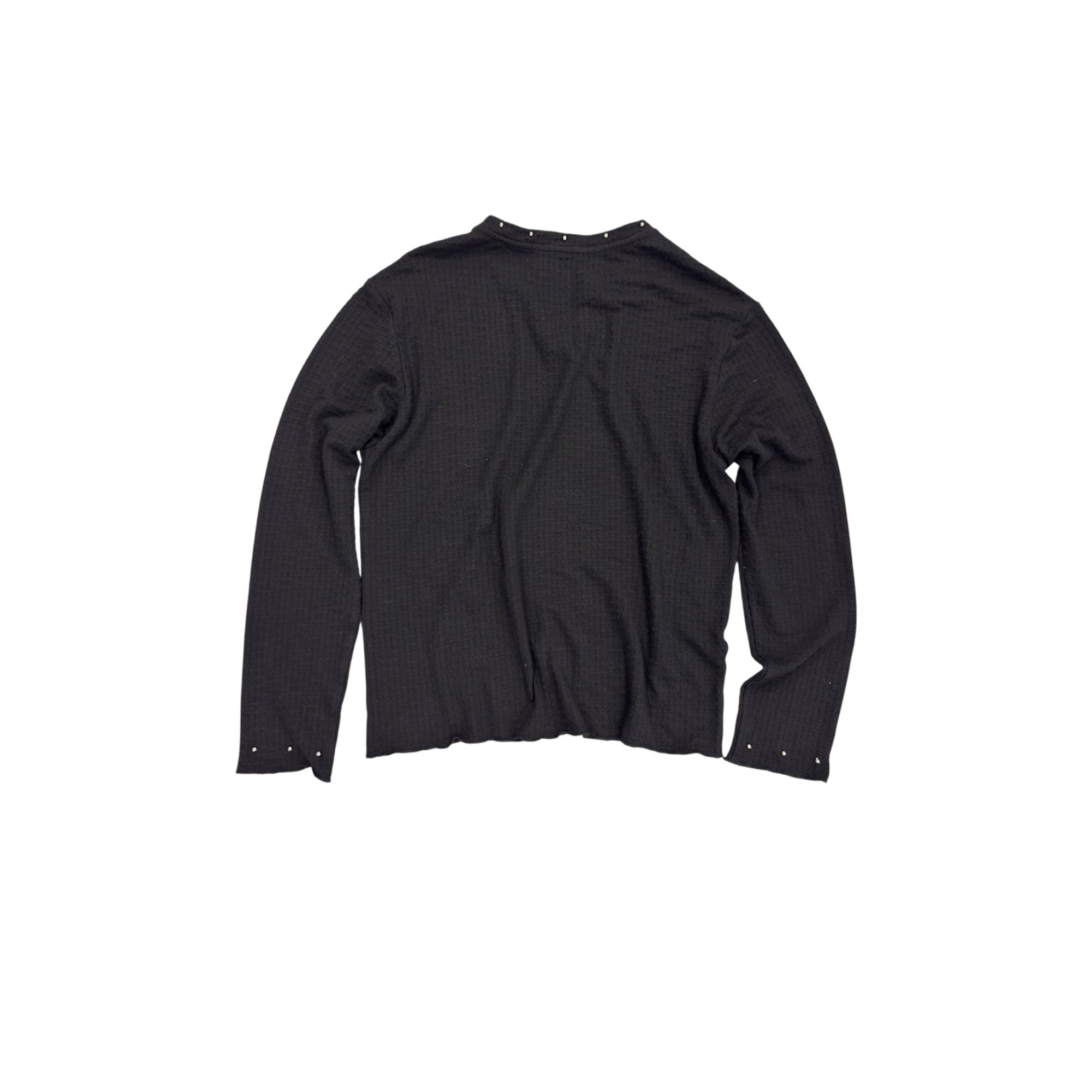 SAXGENWON Rivet V-Neck Embroidered Long-Sleeve Tee