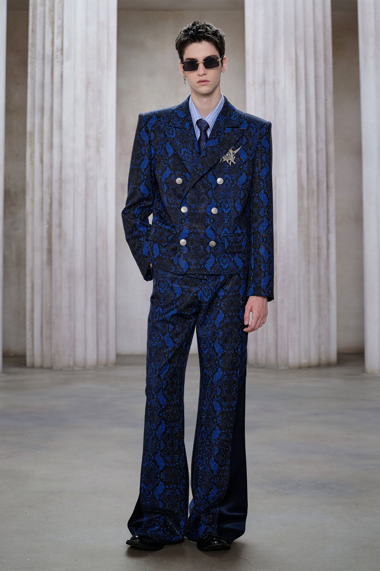 FACEONLAB Snake Diamond Straight-Leg Pants