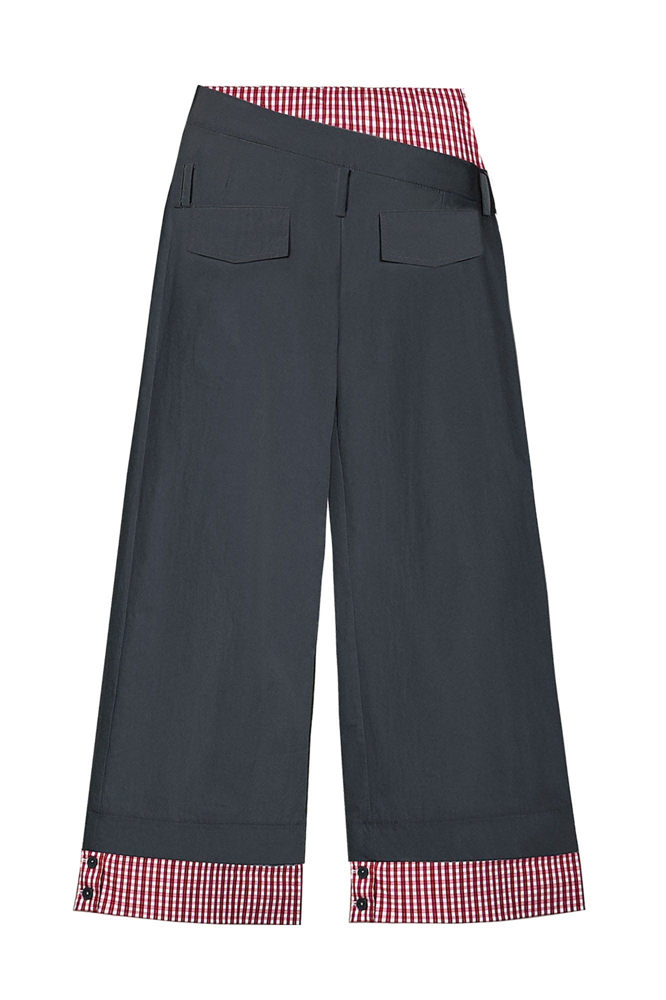 OIPWORD Asymmetrical Waist Faux-Layered Wide-Leg Pants, premium urban and streetwear designers apparel on PROJECTISR.com, OIPWORD