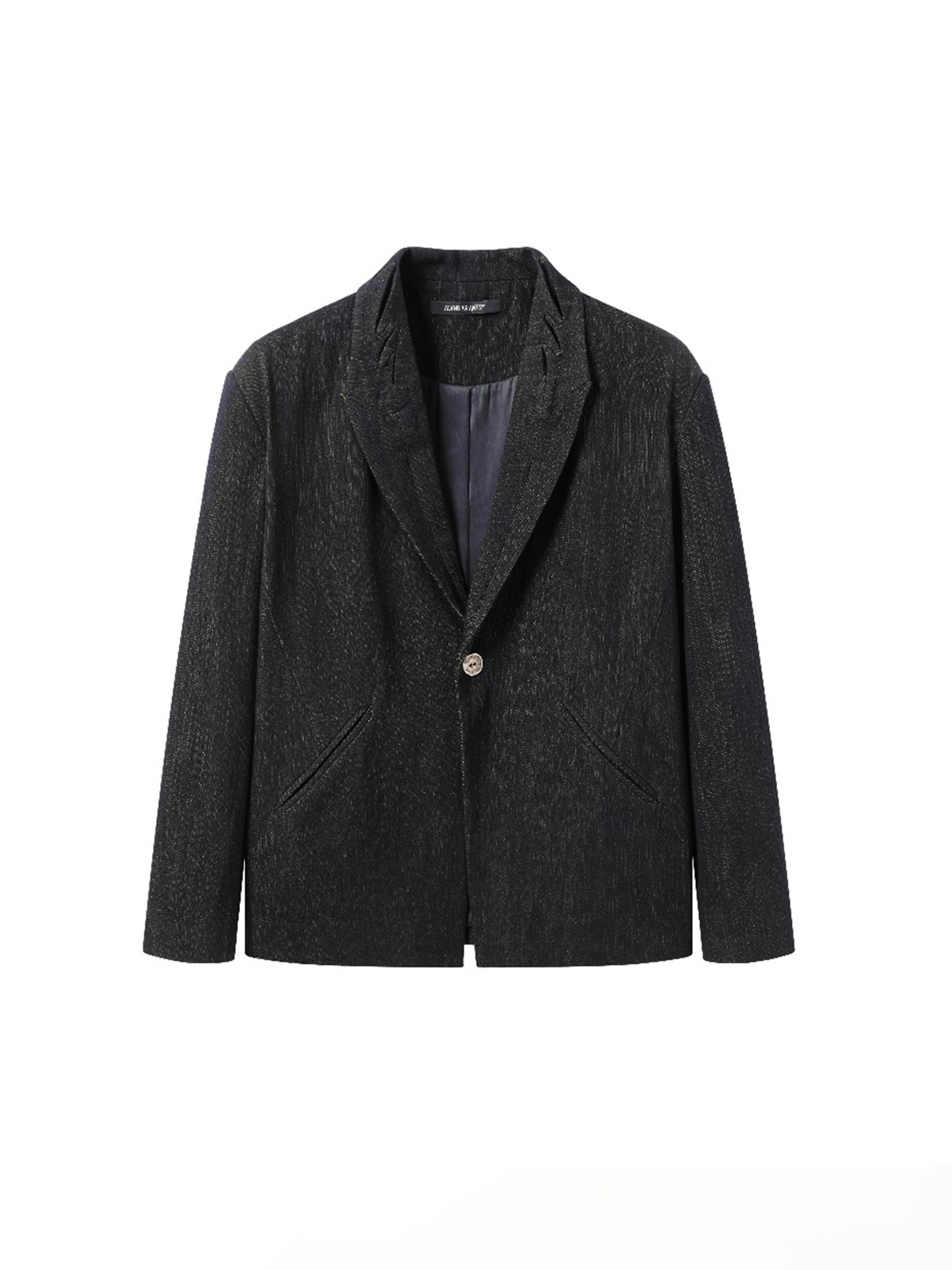 ALVNG AR ANTS Distressed Speckled Cut-Out Collar Blazer