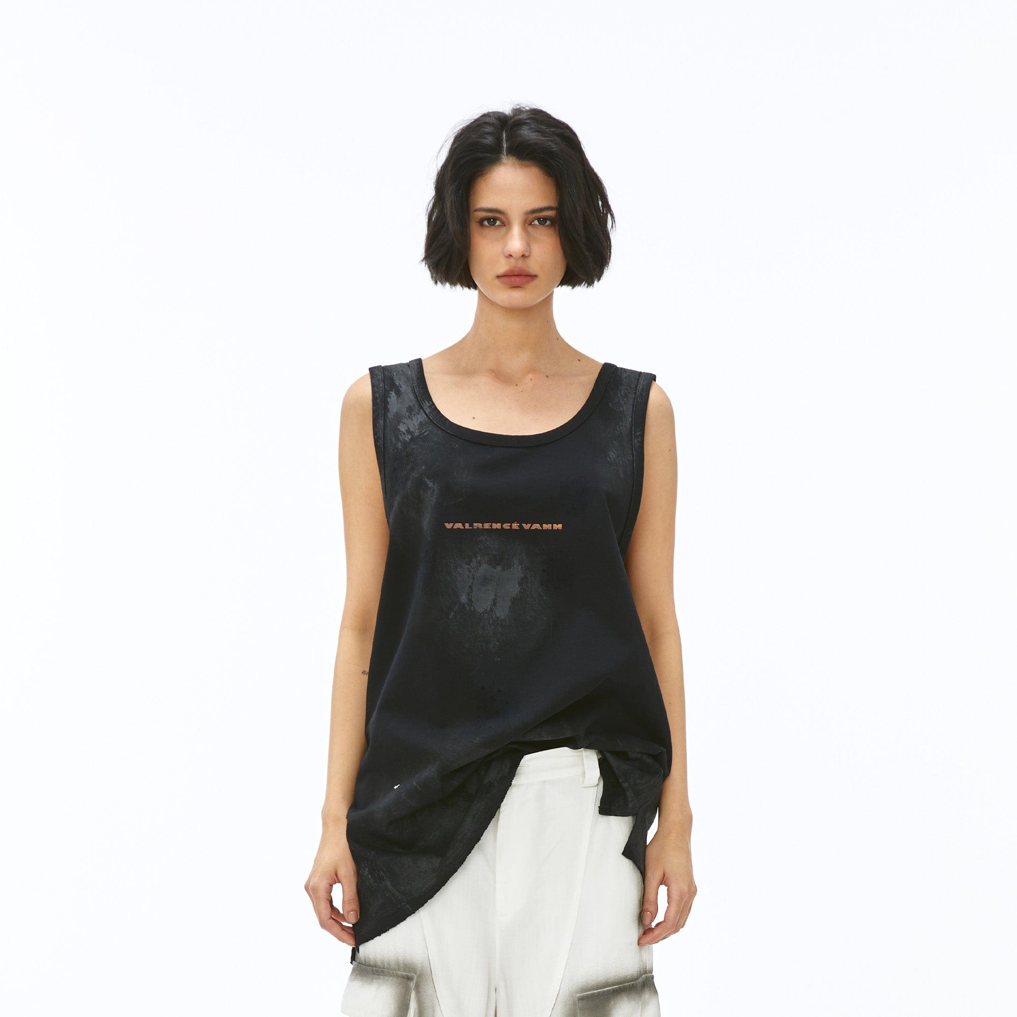 VANN VALRENCE Washed-Dyed Oversized Tank Top