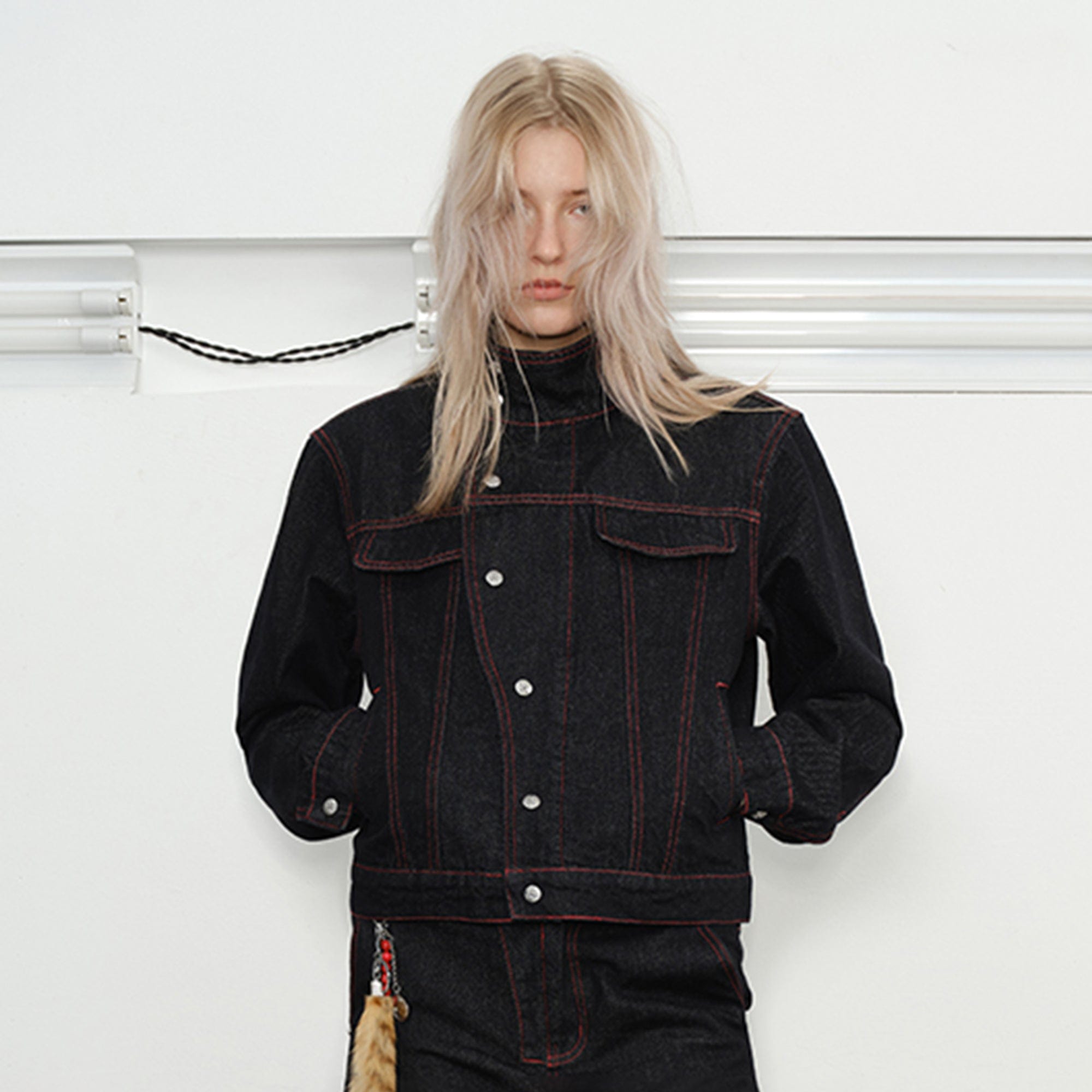 KREATE Asymmetrical Stand Collar Snap Jacket, premium urban and streetwear designers apparel on PROJECTISR.com, KREATE
