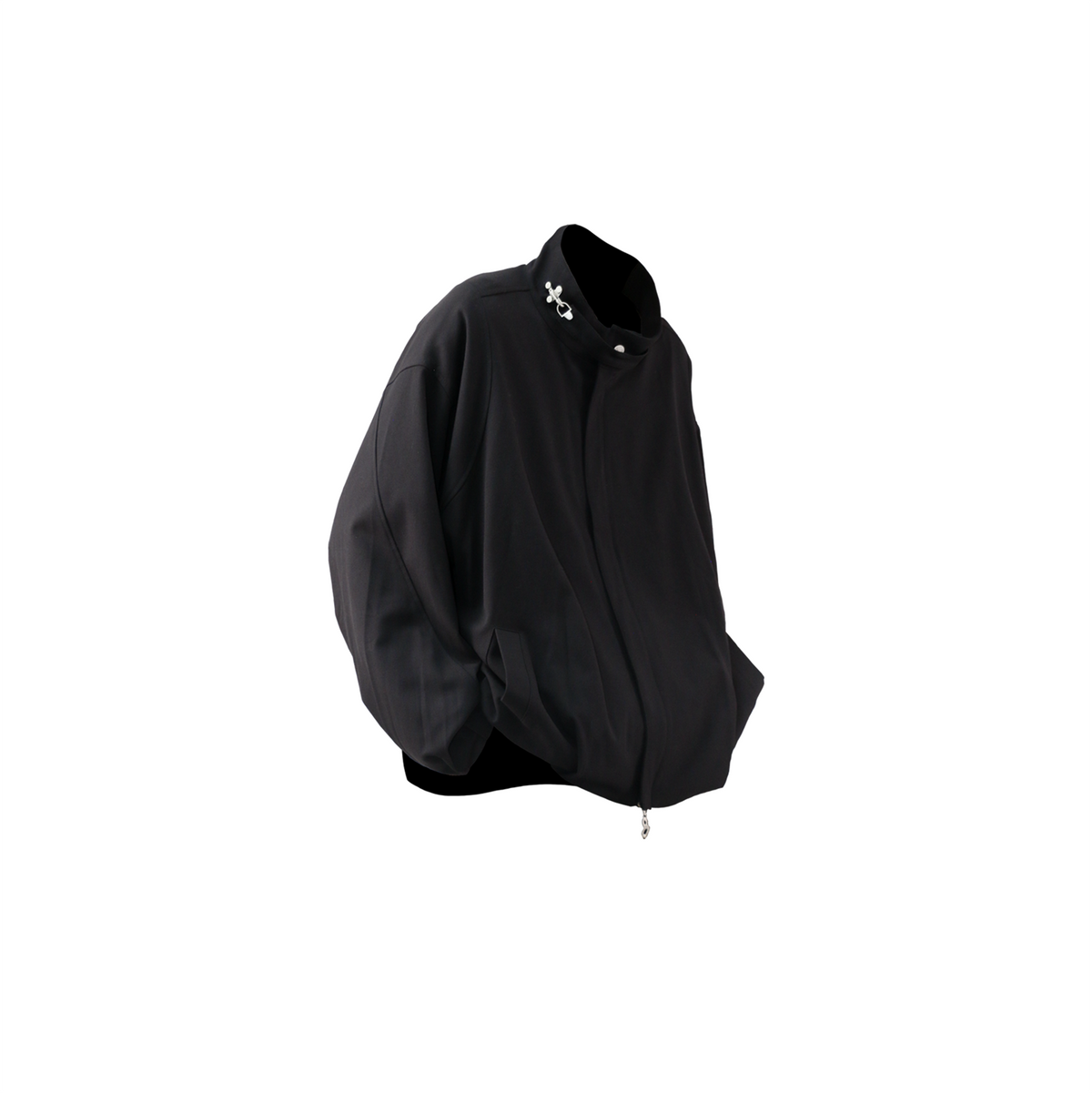 RELABEL Pleated Floral Bud Stand-Collar Oversized Jacket
