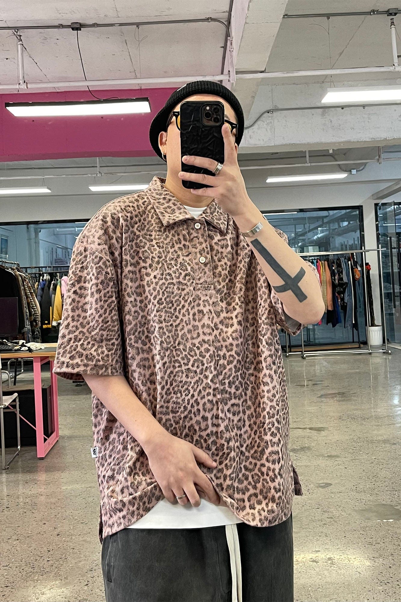 ME DA IGUAL Fuzzy Leopard Polo T-Shirt, premium urban and streetwear designers apparel on PROJECTISR.com, ME DA IGUAL