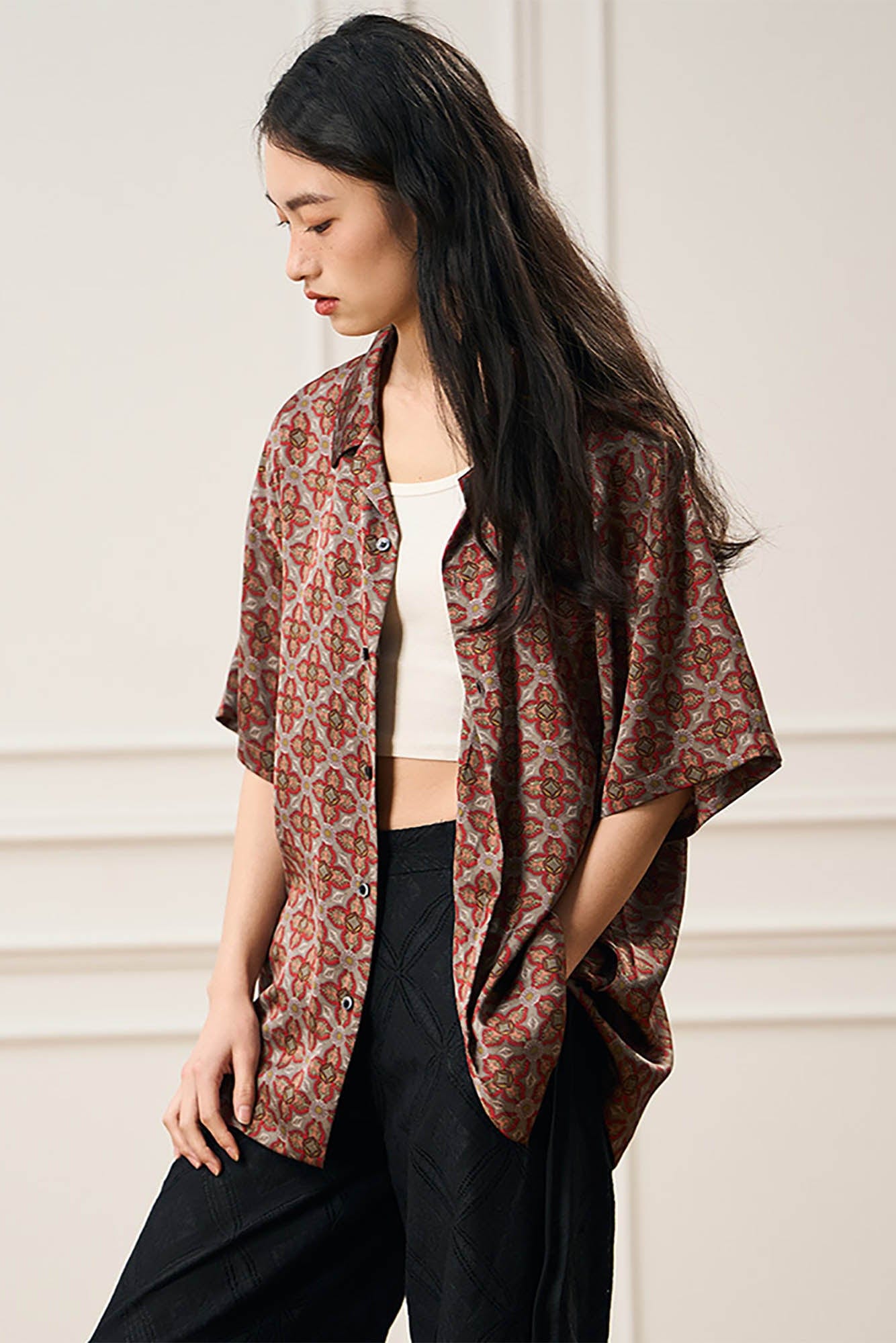 EPIC POETRY Medieval Tile Cuban Half Shirt, premium urban and streetwear designers apparel on PROJECTISR.com, EPIC POETRY