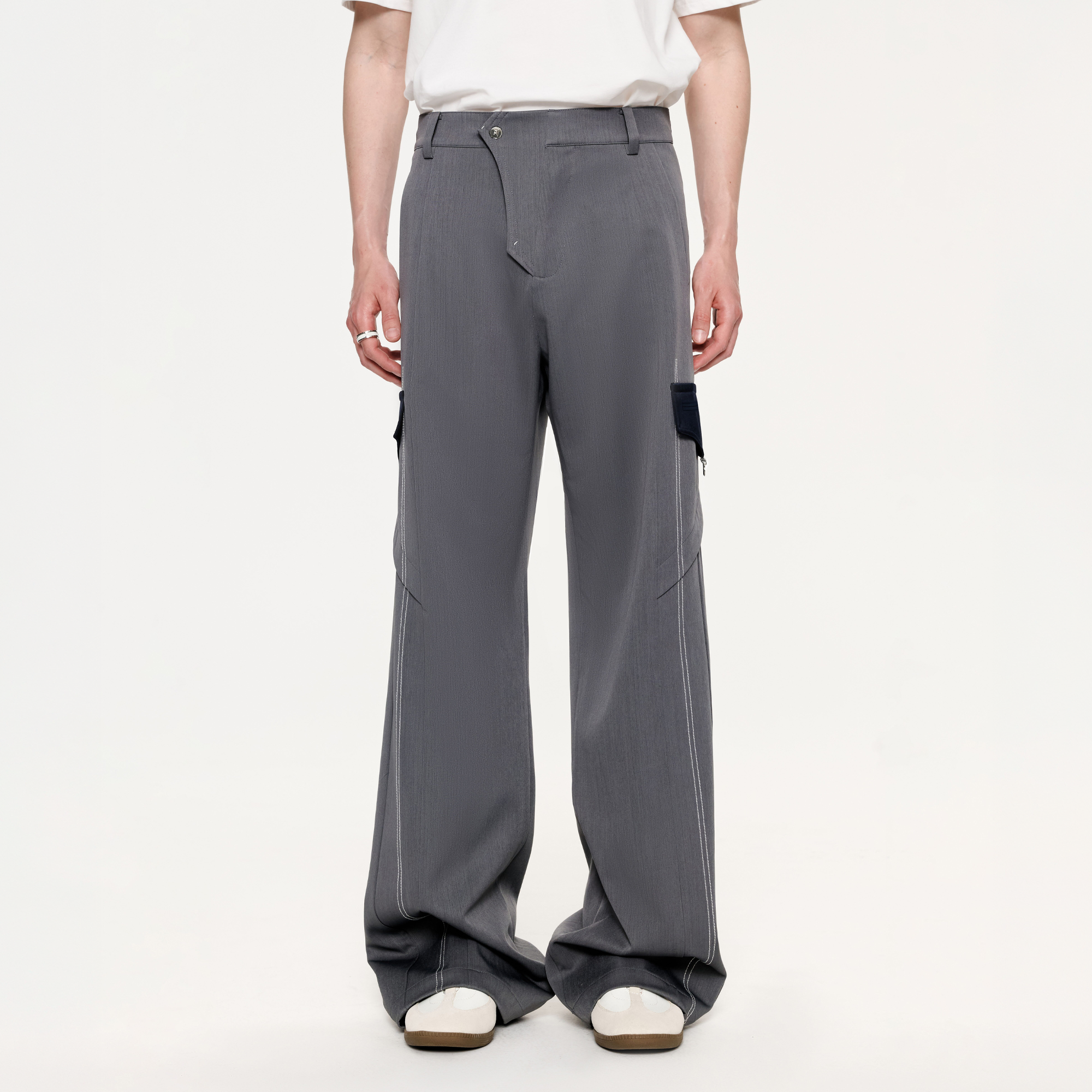 TIWILLTANG Draped Wide-Leg Trousers