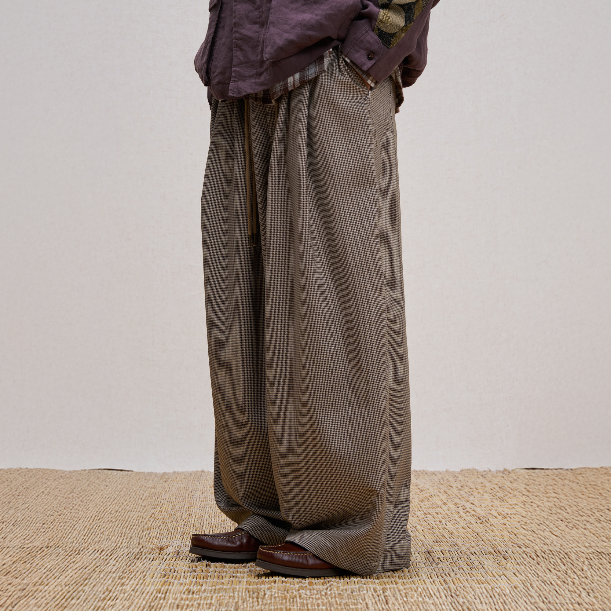 UNLIMITED MOTE Wool Blend Houndstooth Drawstring Balloon Pants