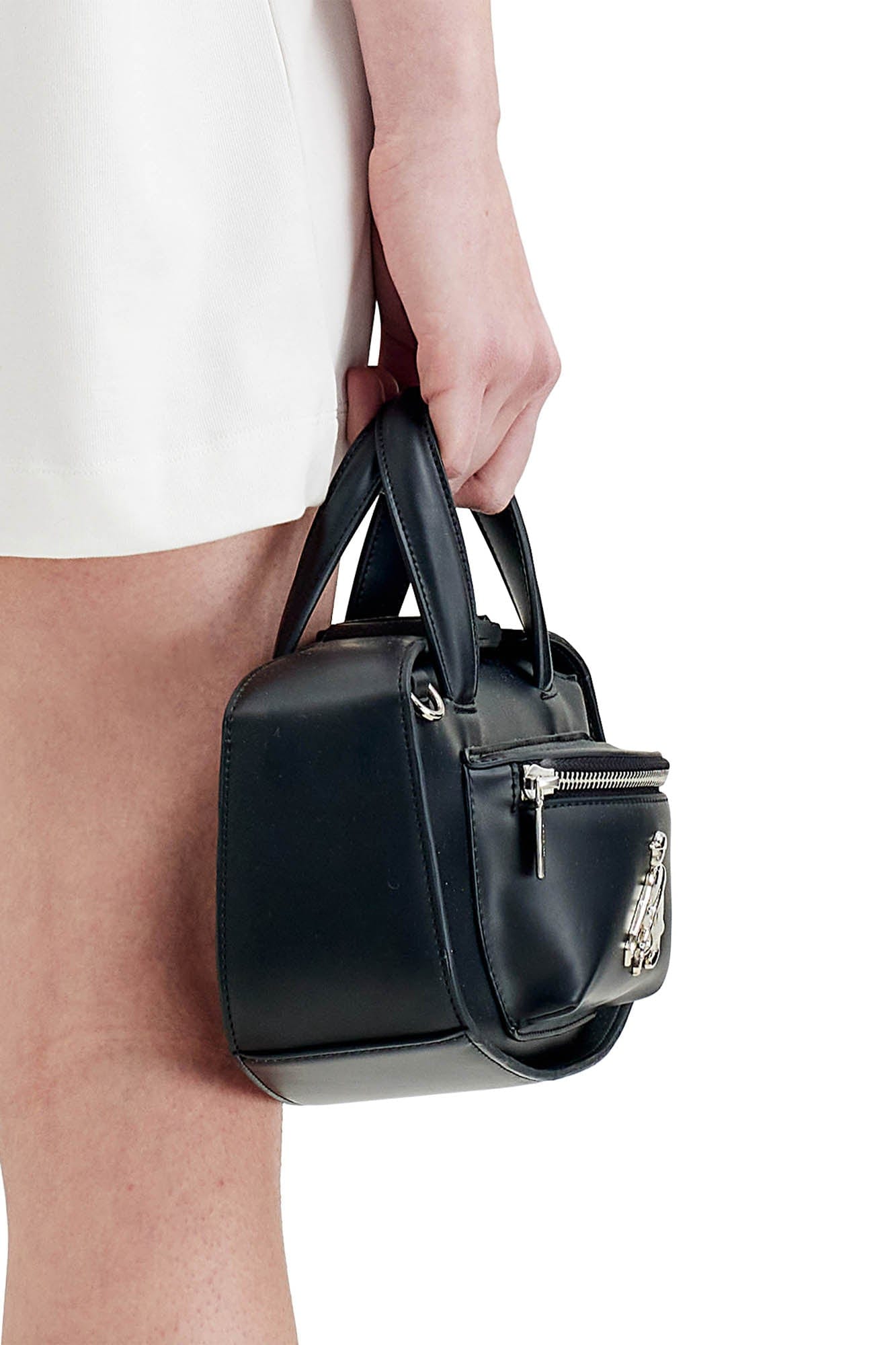 FACEONLAB Metallic Logo Faux Leather Dual-Handle Bag, premium urban and streetwear designers apparel on PROJECTISR.com, FACEONLAB