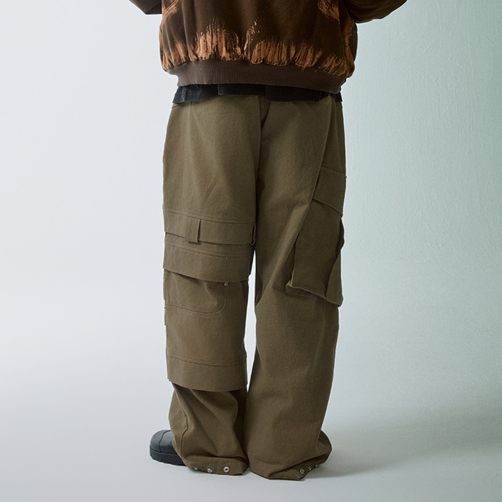 F2CE Asymmetrical Crinkled Cargo Pants, premium urban and streetwear designers apparel on PROJECTISR.com, F2CE