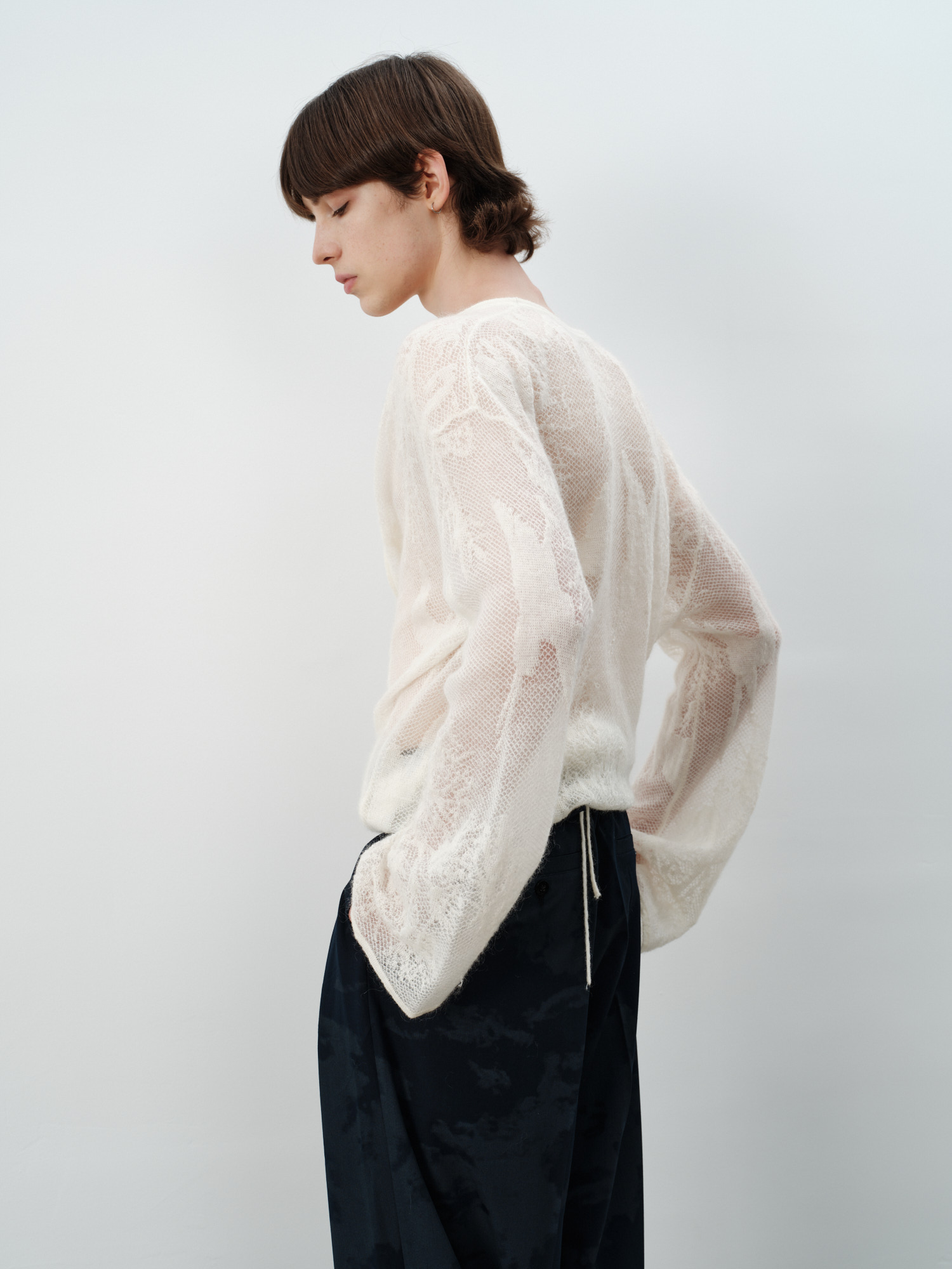 GRAINMUSTARD Baby Alpaca Openwork Jacquard Wrap Cardigan, premium urban and streetwear designers apparel on PROJECTISR.com, GRAINMUSTARD