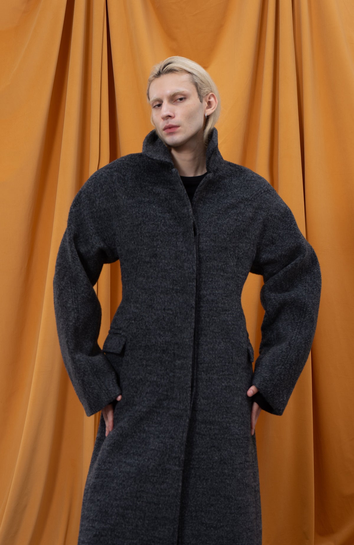 CLP Retro Cinched-Waist Wool-Blend Cocoon Coat