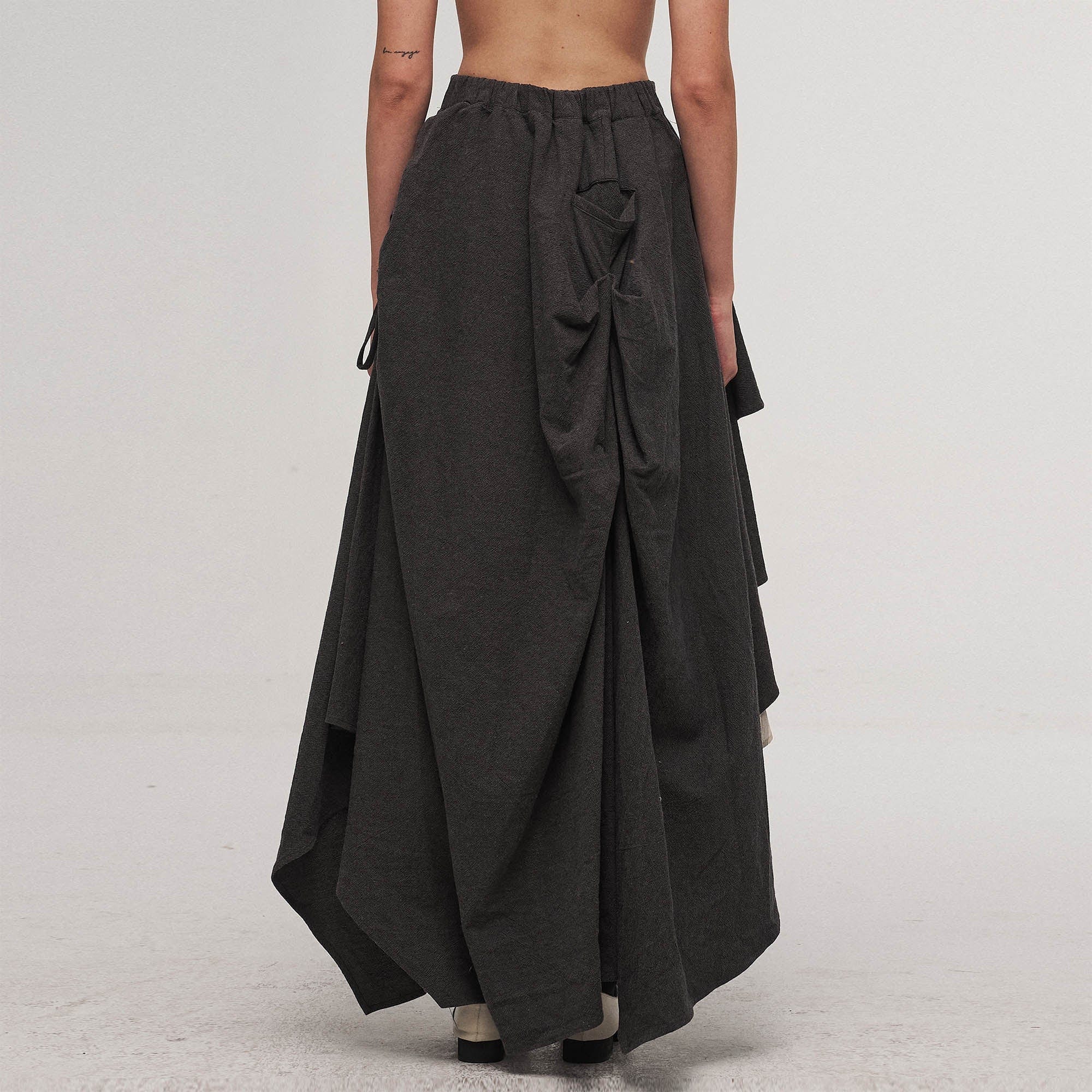 ILNya Nieternite Nifutur Asymmetrical Layered Stripe Ruffled Maxi Skirt, premium urban and streetwear designers apparel on PROJECTISR.com, ILNya Nieternite Nifutur