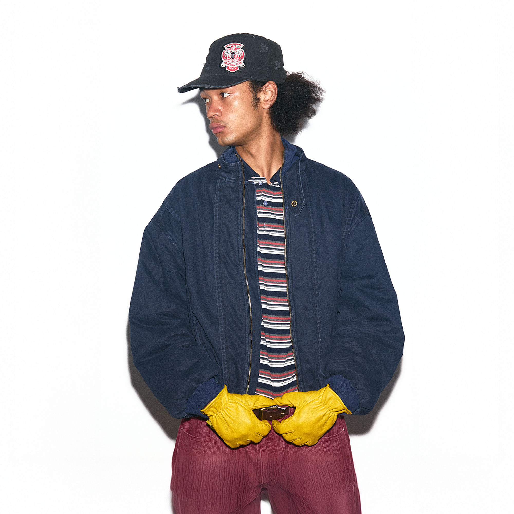 TRECLUB Check-Lined Mock-Neck Puffer Jacket