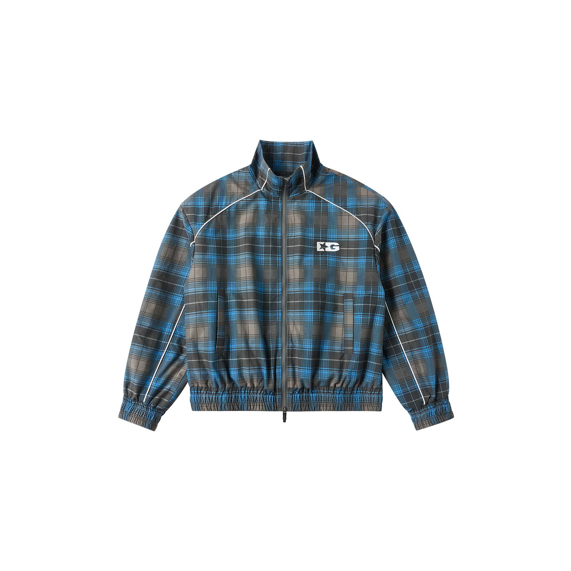 SAVAGEGROWTHWORLD Plaid Stand-Collar Jacket, premium urban and streetwear designers apparel on PROJECTISR.com, SAVAGEGROWTHWORLD