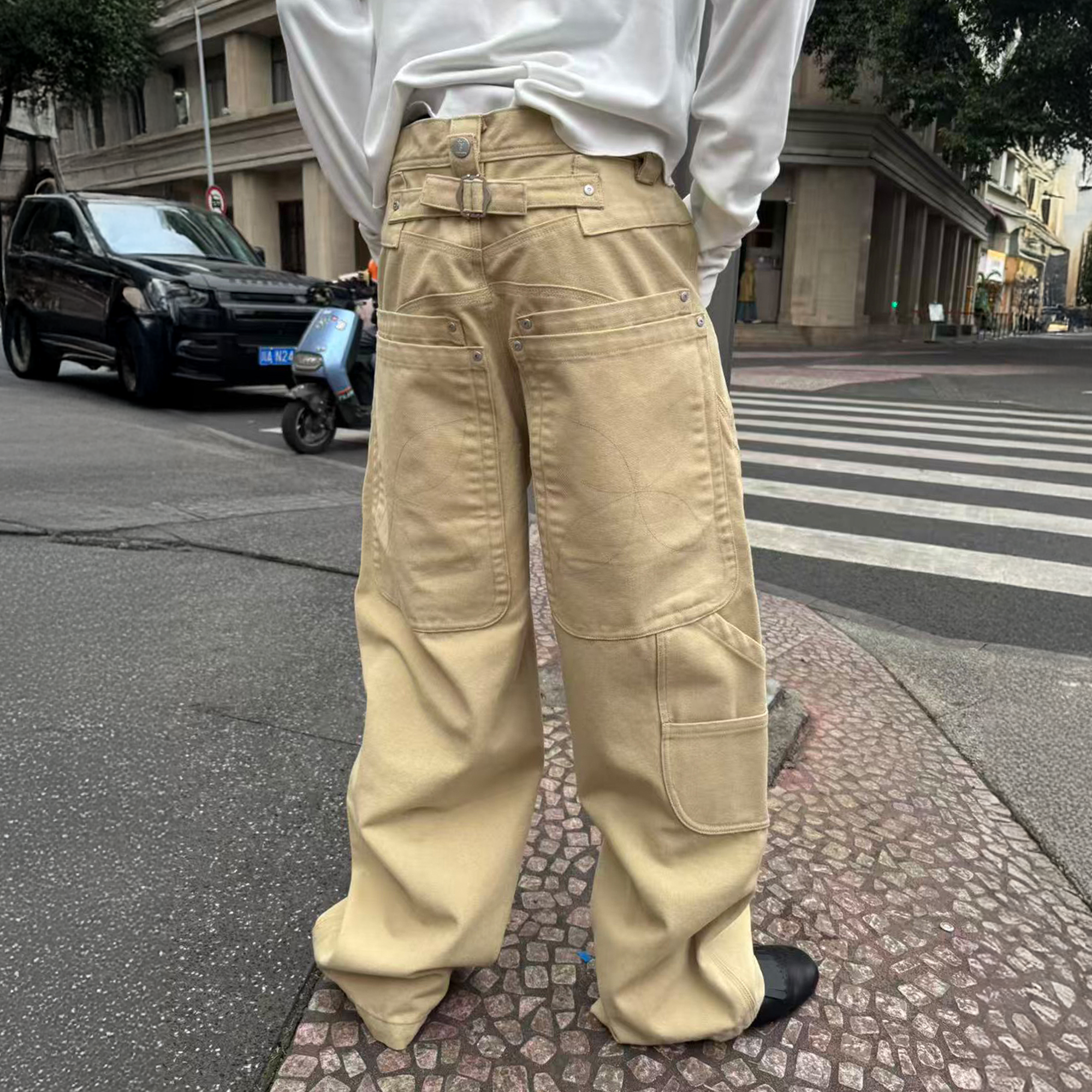 STEEPC Multi-Pocket Baggy Cargo Pants, premium urban and streetwear designers apparel on PROJECTISR.com, STEEPC