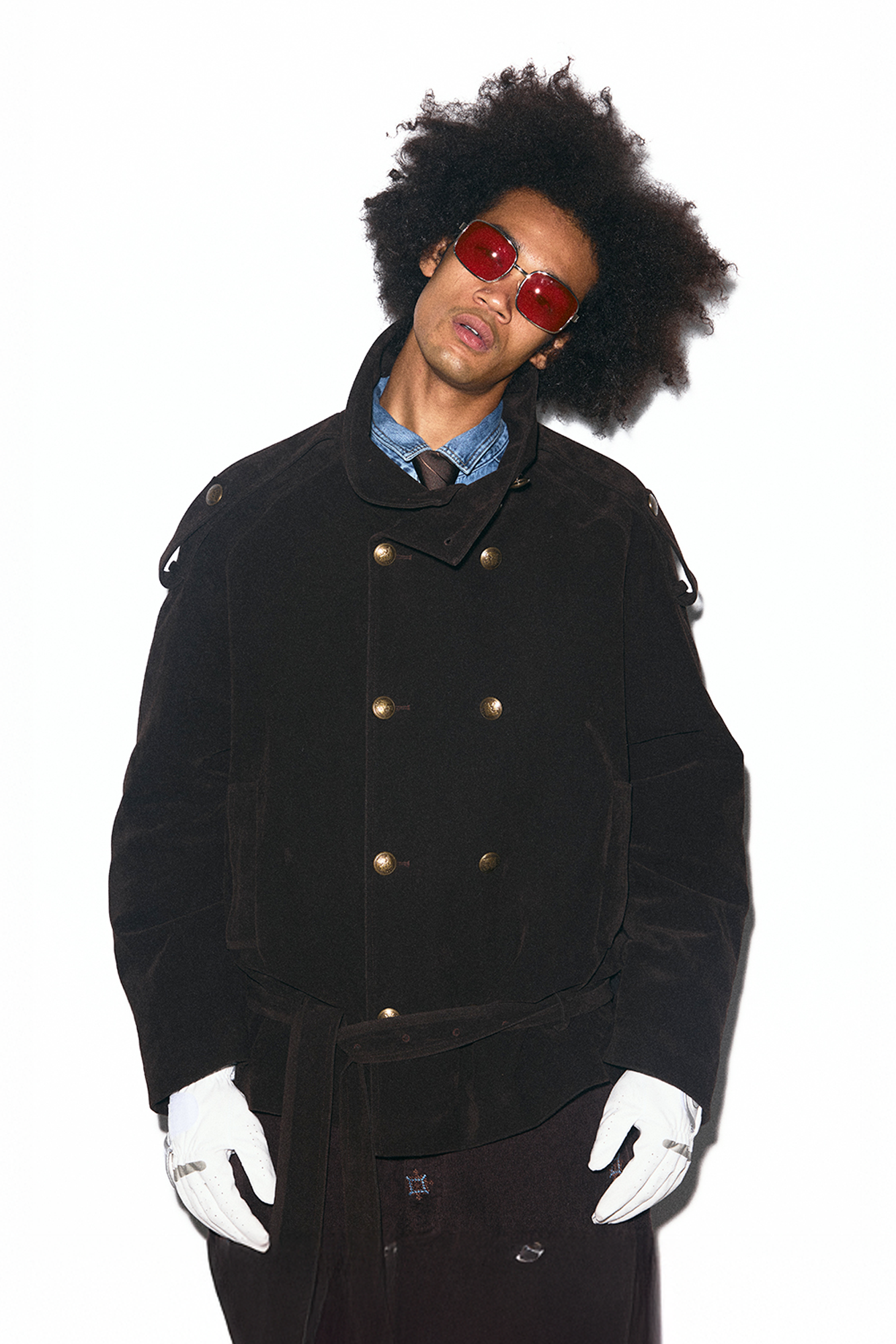 TRECLUB Velvet Double-Breasted Short Trench Jacket, premium urban and streetwear designers apparel on PROJECTISR.com, TRECLUB