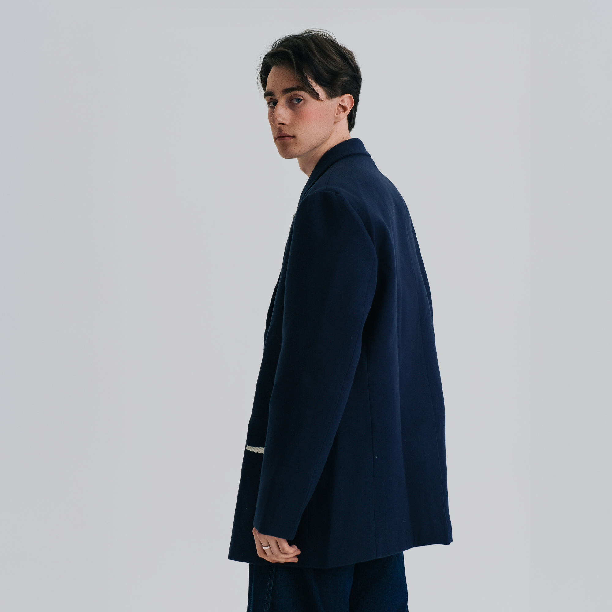 WIID Braid-Trim Flap Pockets Oversized Blazer