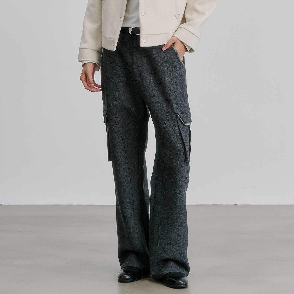 CATSSTAC Wool-Blend Spliced Contrast Flared Cargo Pants