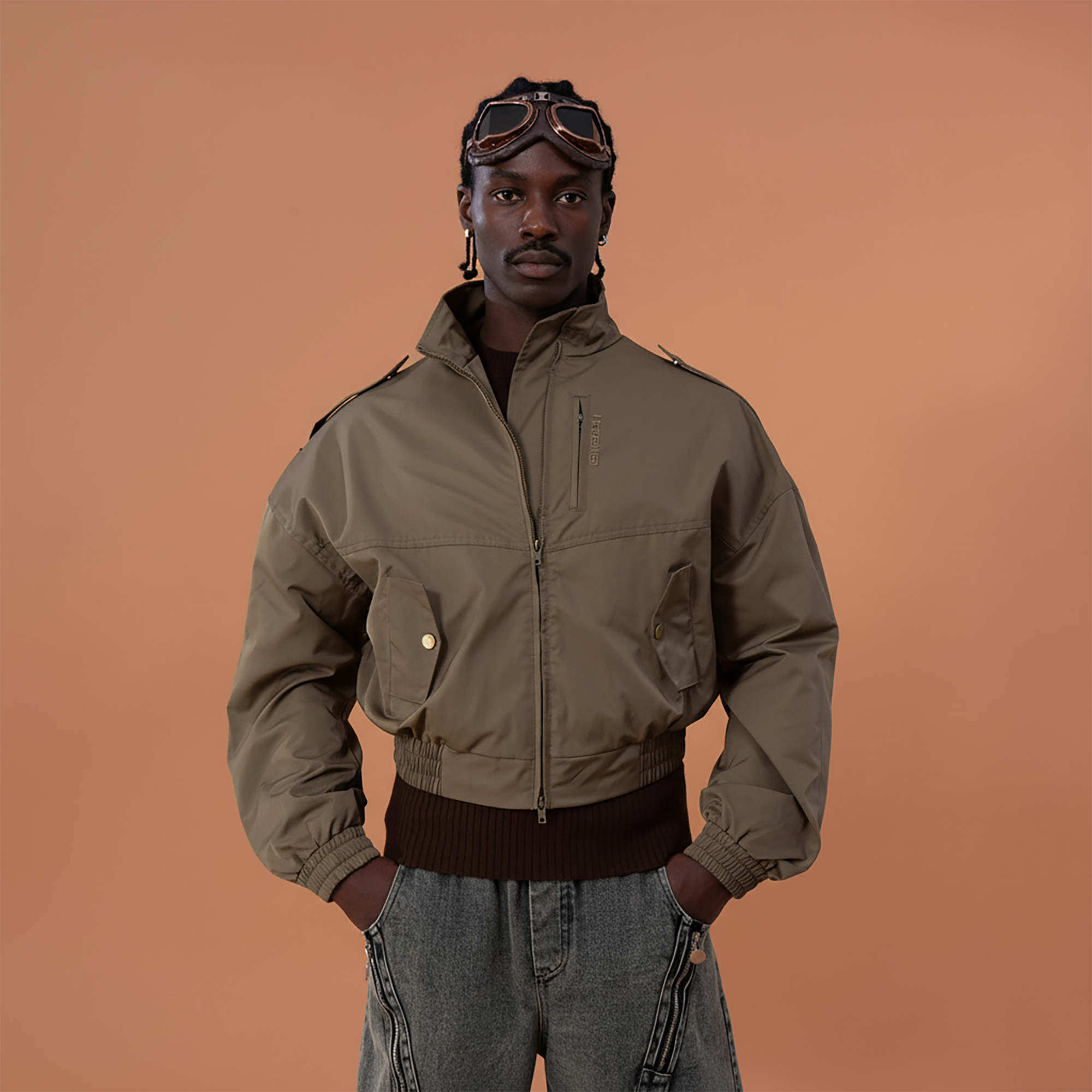 CLP Elastic-Waist Cropped Utility Jacket