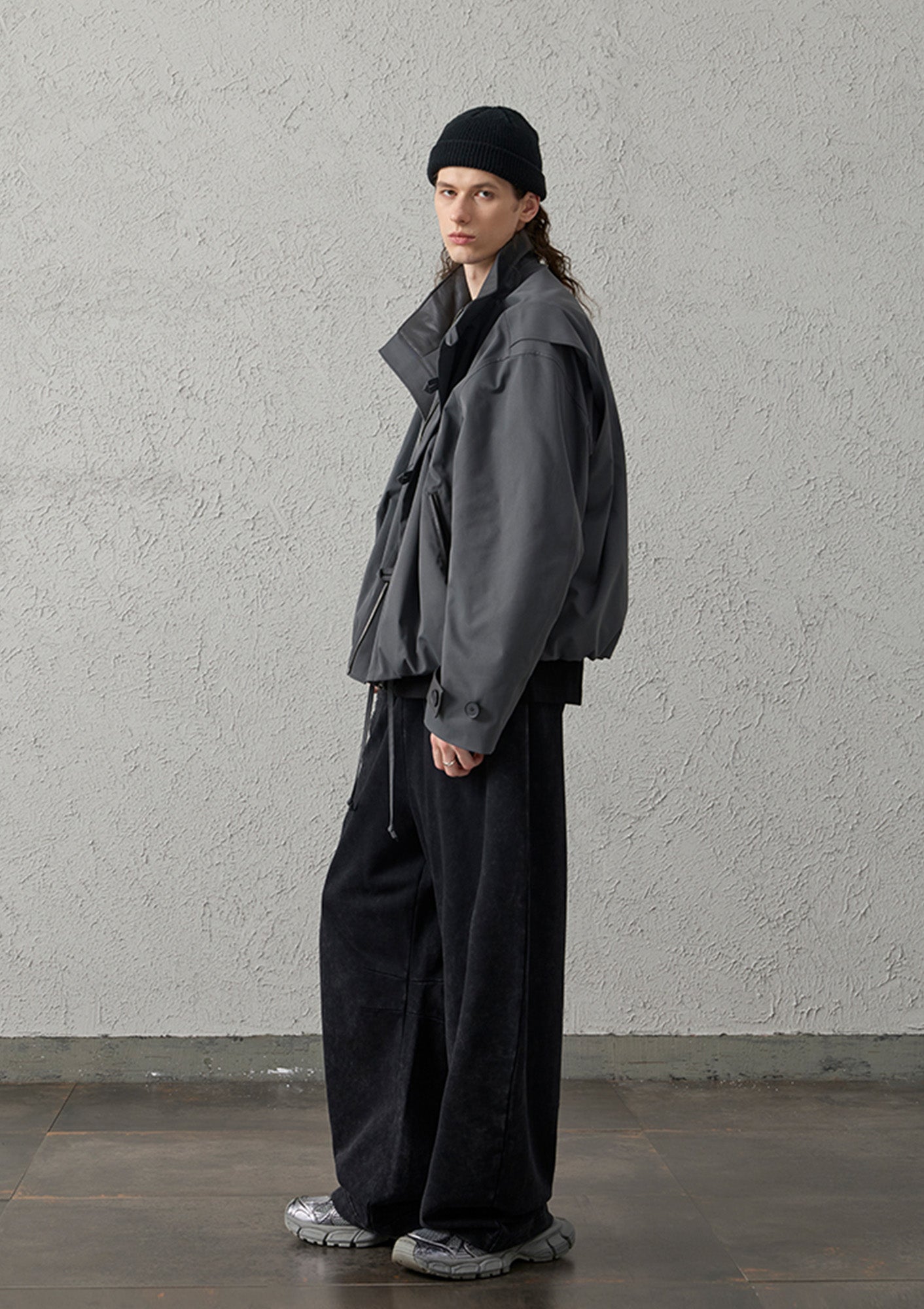 ORGANIC EMOTION Waxed-Wash Oversized Curved Pants, premium urban and streetwear designers apparel on PROJECTISR.com, ORGANIC EMOTION