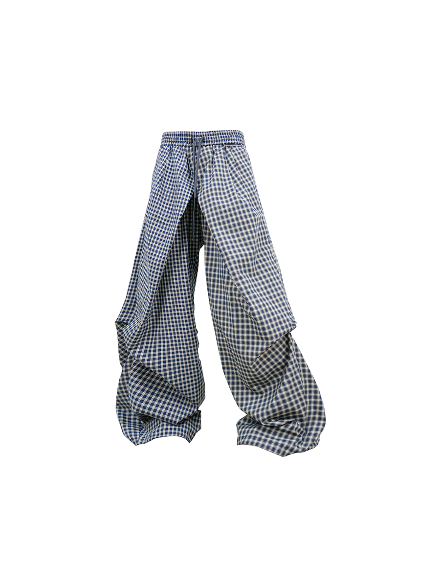 RELABEL Gingham Draped Drawstring Oversized Cargo, premium urban and streetwear designers apparel on PROJECTISR.com, RELABEL