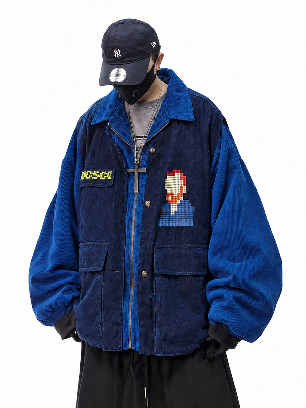 UUCSCC Retro Corduroy Faux Two-Piece Multi-Pocket Jacket, premium urban and streetwear designers apparel on PROJECTISR.com, UUCSCC