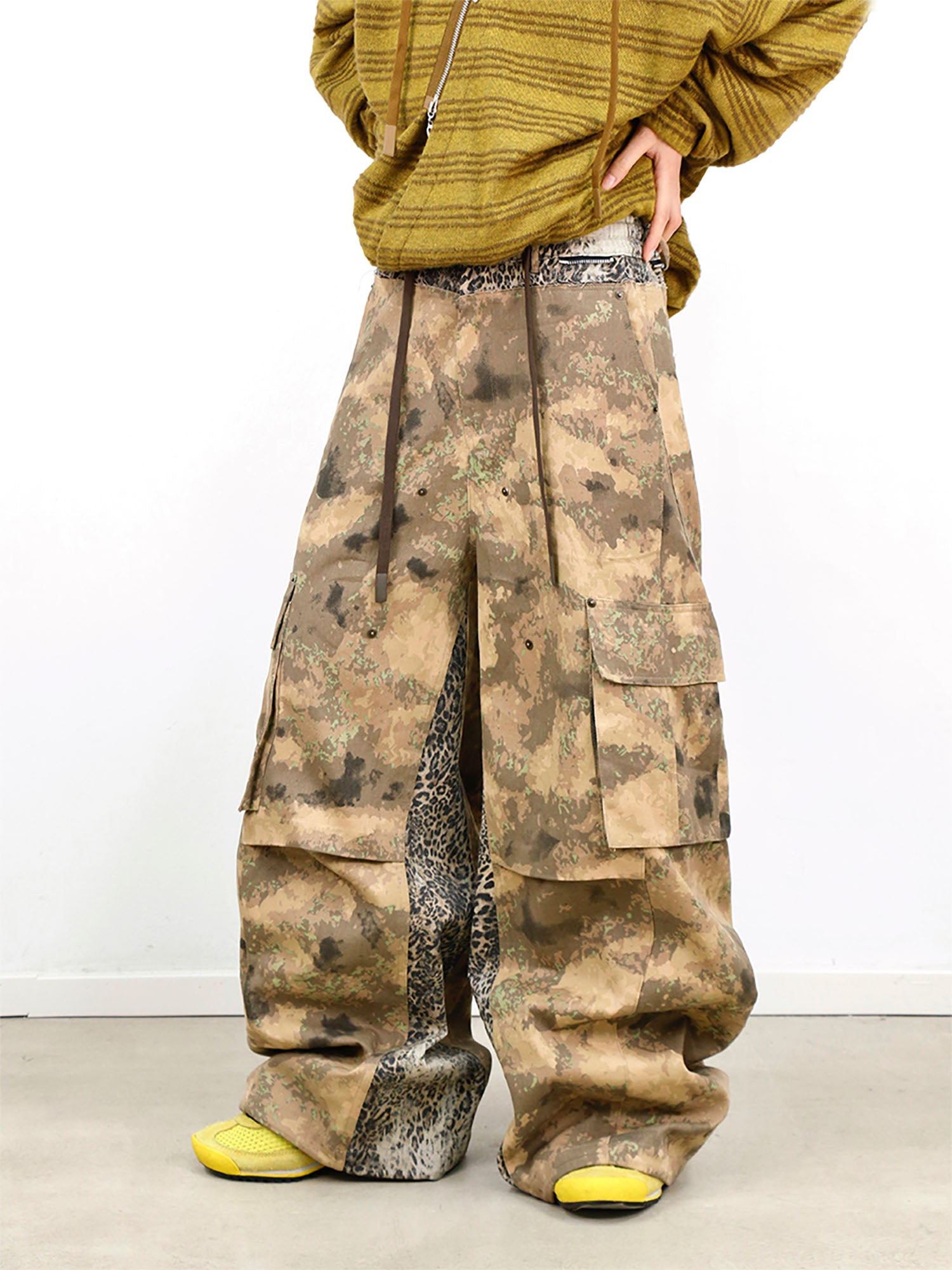 RELABEL Leopard Panel Camo Cargo, premium urban and streetwear designers apparel on PROJECTISR.com, RELABEL