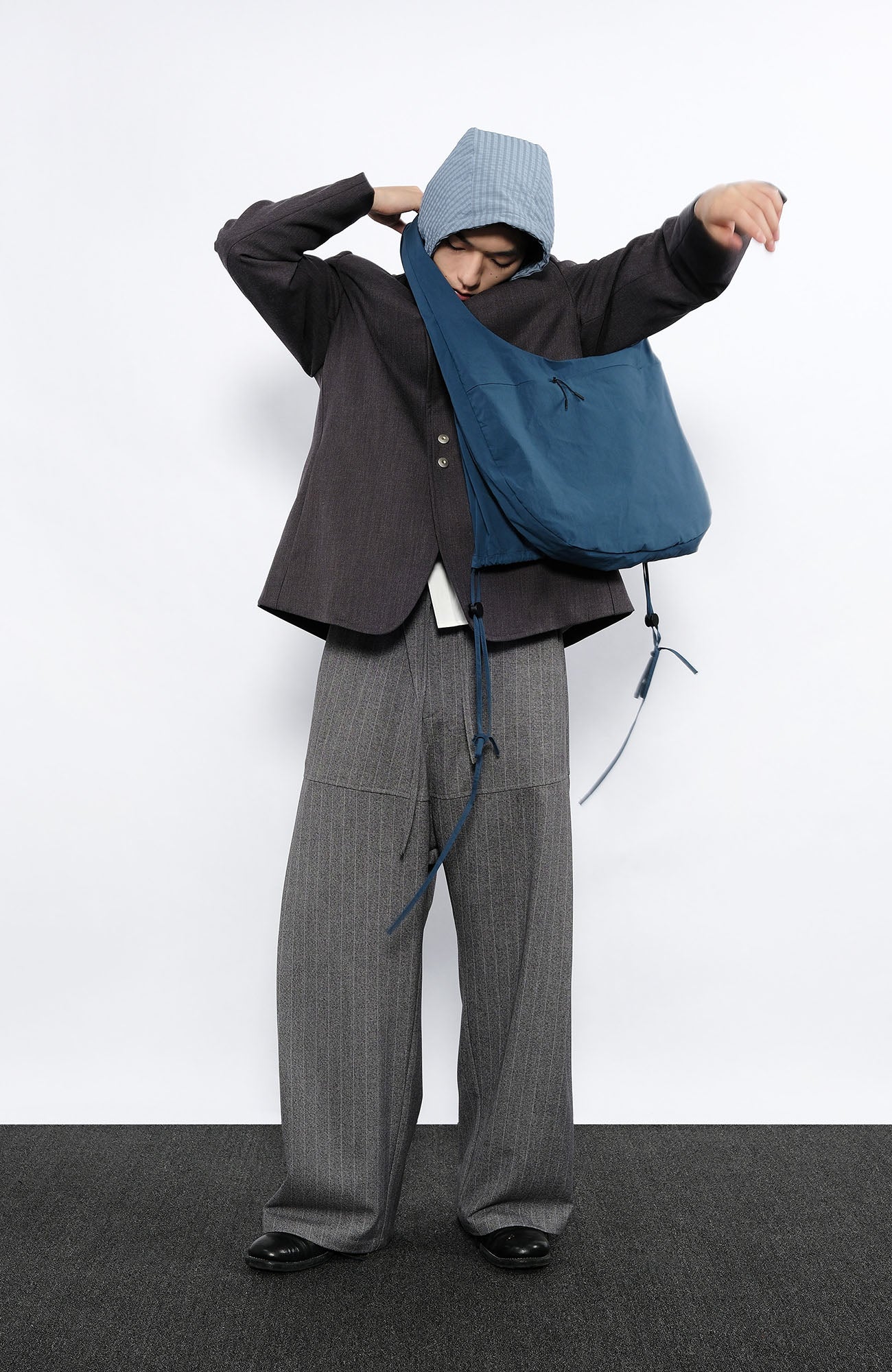 7440 37 1 Striped Drawstring Panel Wide-Leg Trousers, premium urban and streetwear designers apparel on PROJECTISR.com, 7440 37 1