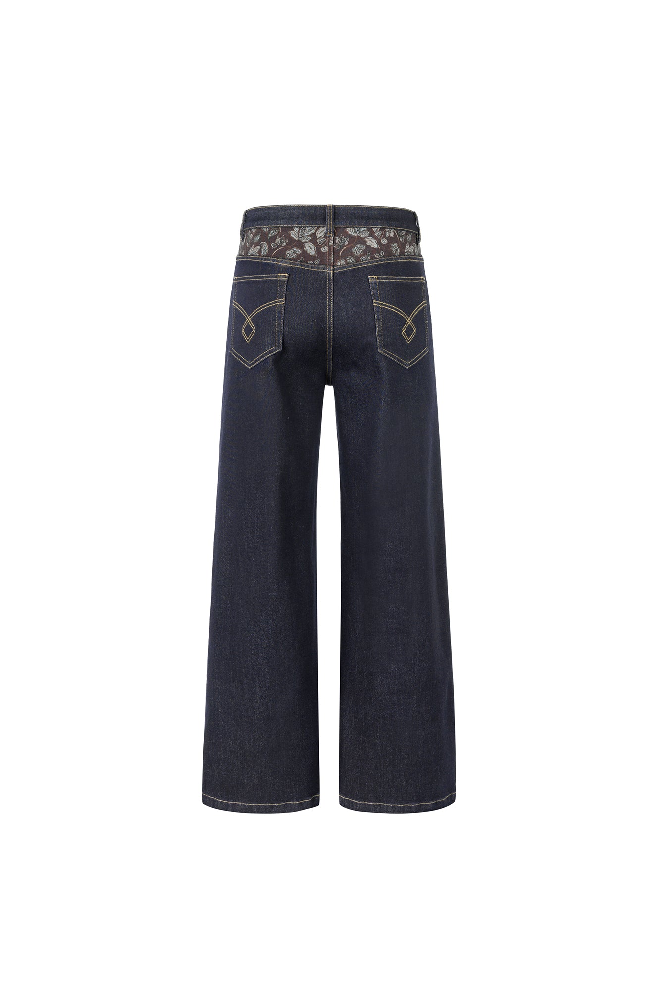 OKAYTHXBYE Floral Paneled Waist Raw Jeans, premium urban and streetwear designers apparel on PROJECTISR.com, OKAYTHXBYE