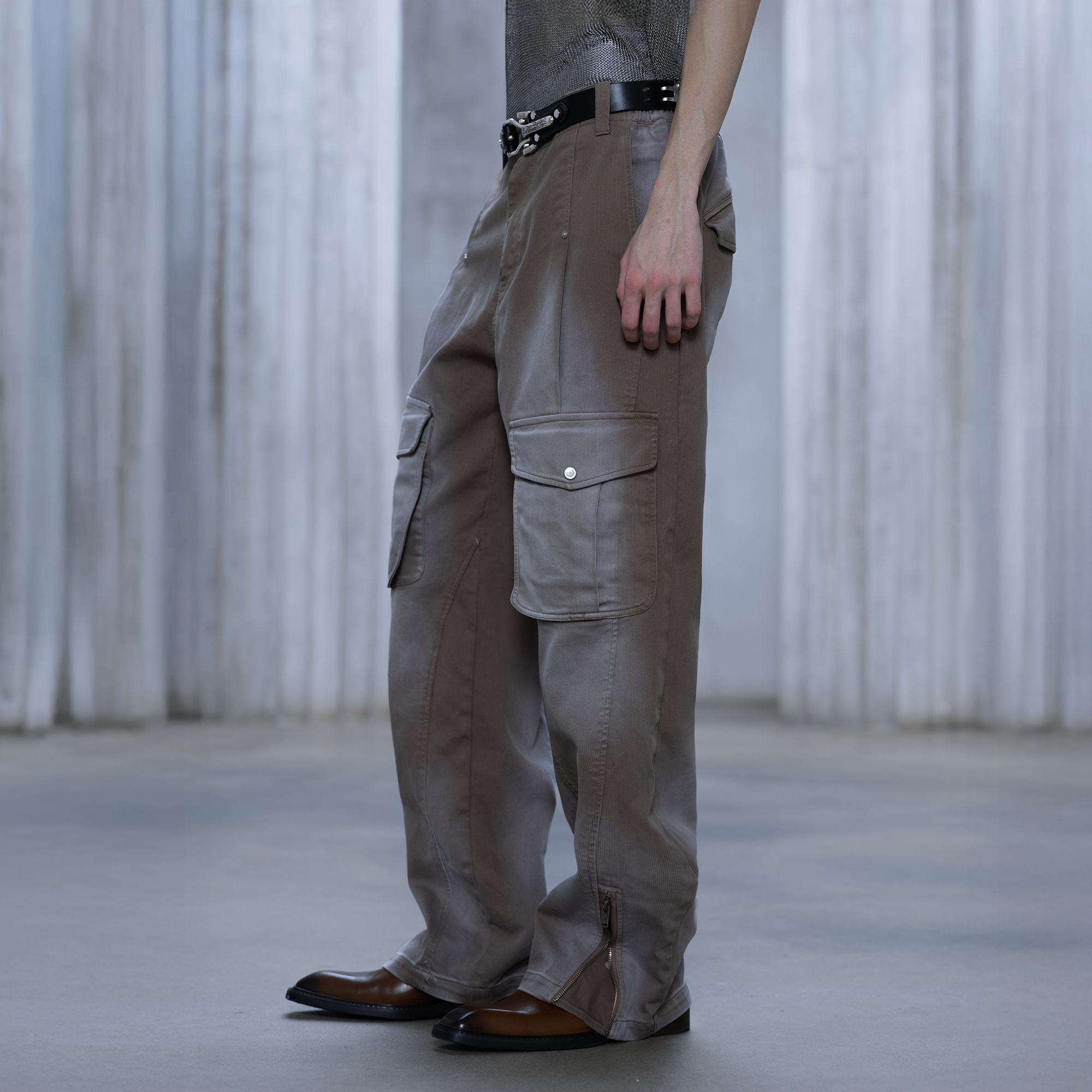 FACEONLAB Washed Utility Cargo Pants