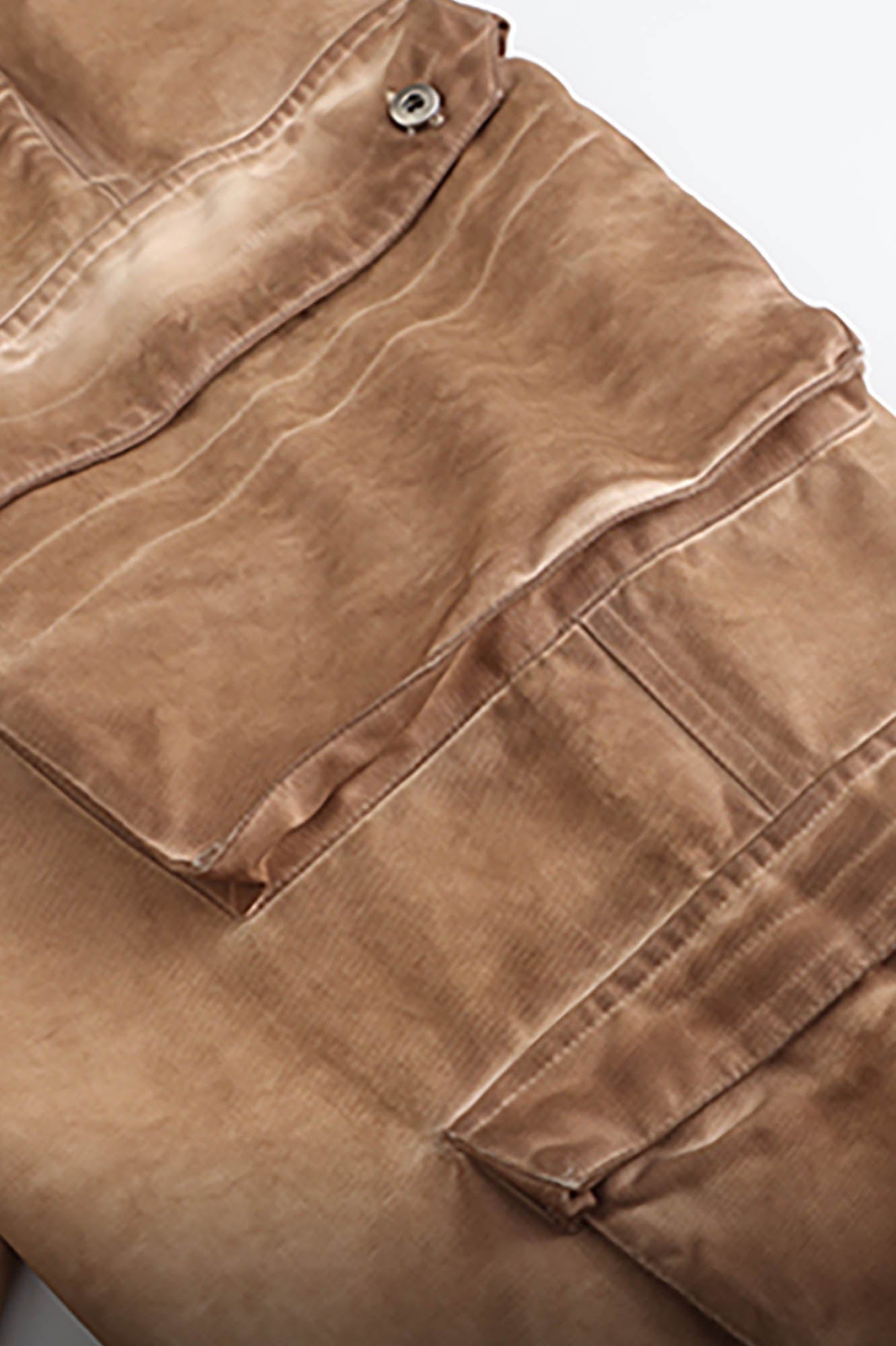 LIFEGOESON Distressed Multi-Pocket Layered Cargo Pants Earth, premium urban and streetwear designers apparel on PROJECTISR.com, LIFEGOESON