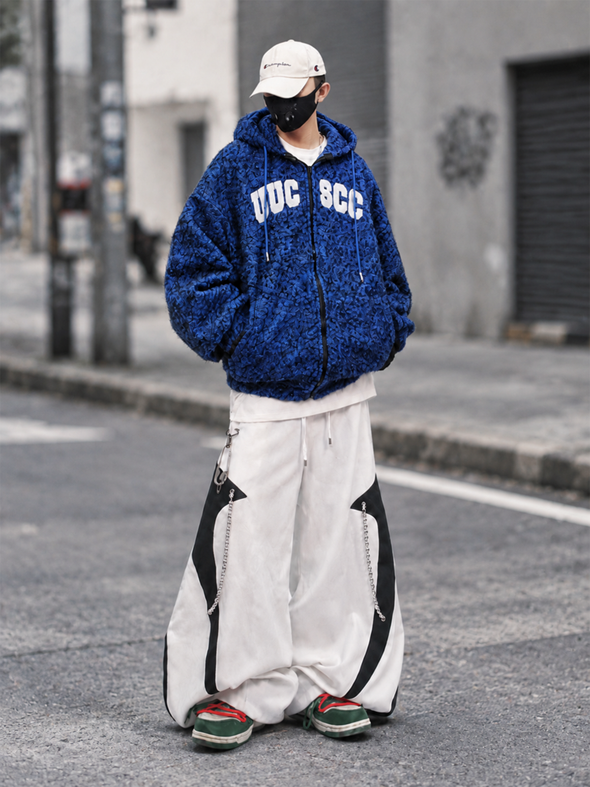 UUCSCC Spliced Contrast Wide-Leg Curved Pants, premium urban and streetwear designers apparel on PROJECTISR.com, UUCSCC