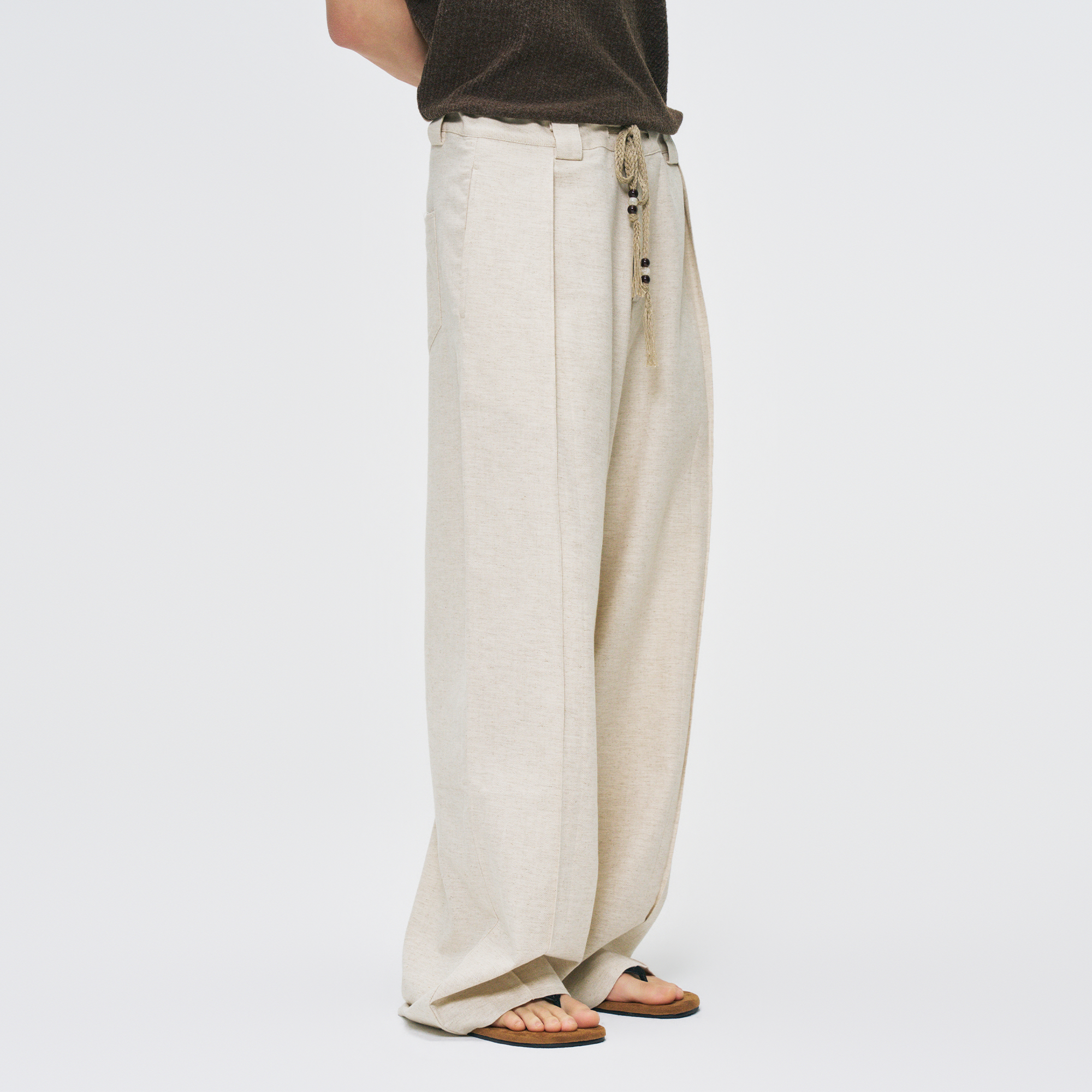 GONGHE REPUB Draped Linen Drawstring Pants