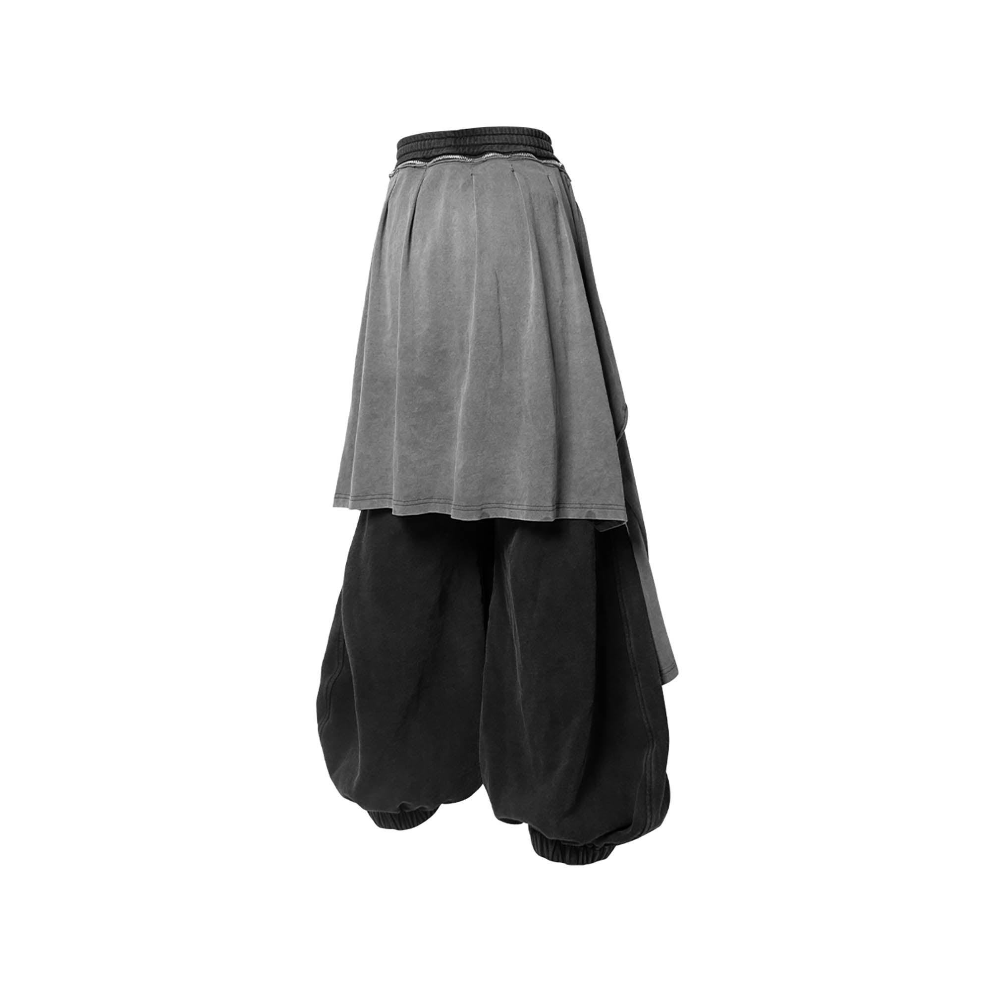 RELABEL Detachable Back Flap Draped Balloon Pants Gray, premium urban and streetwear designers apparel on PROJECTISR.com, RELABEL